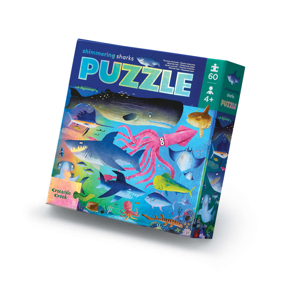 Crocodile Creek Holographic Shimmering Sharks 60pc Puzzle