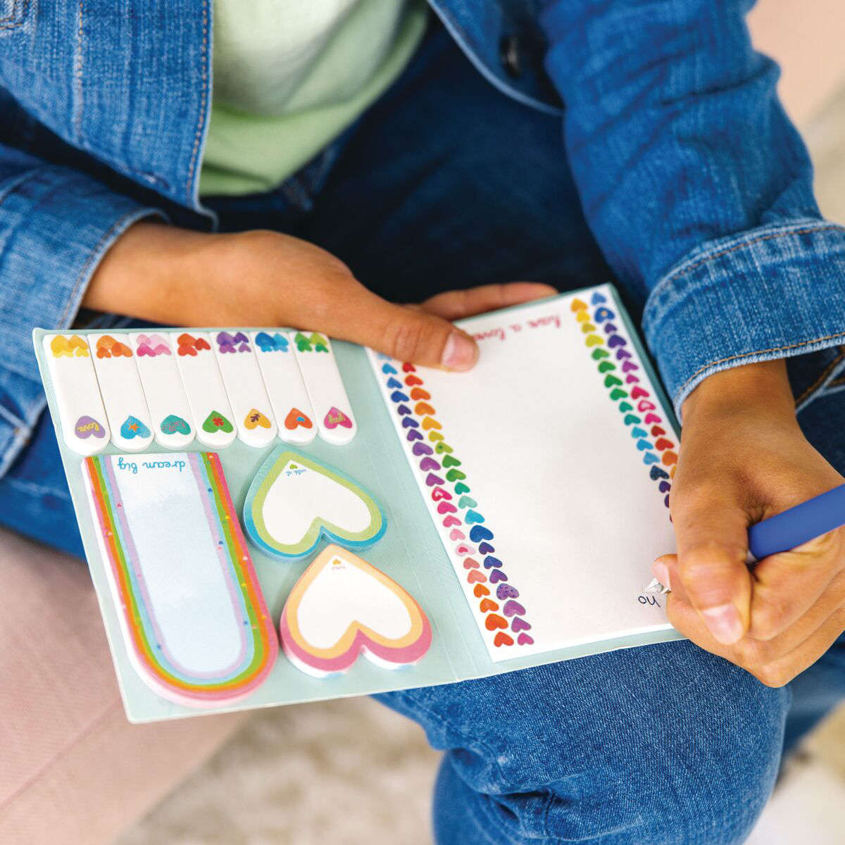 Ooly Side Notes Sticky Tab Note Pad - Rainbow Hearts