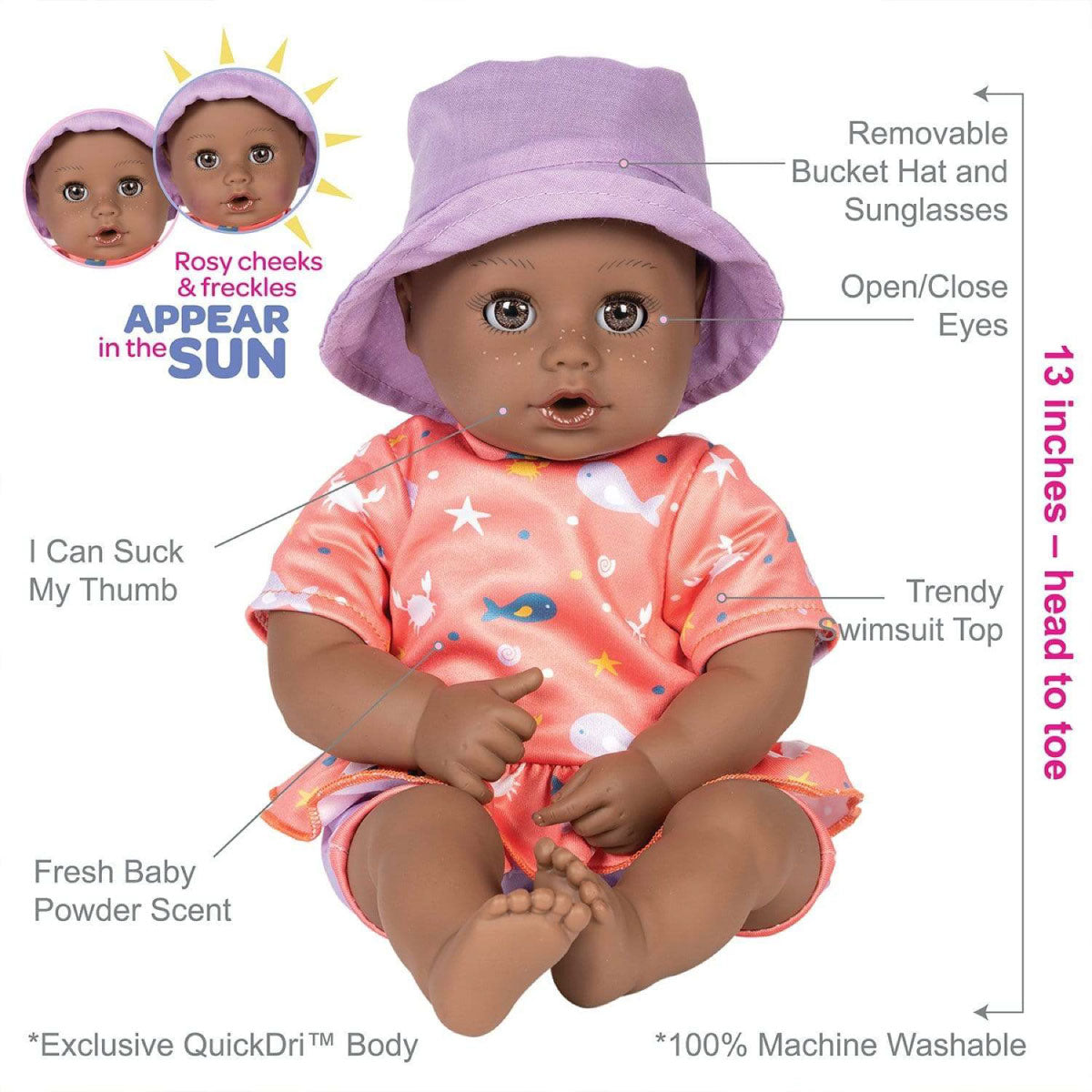 Adora Beach Baby Piper 13” Doll