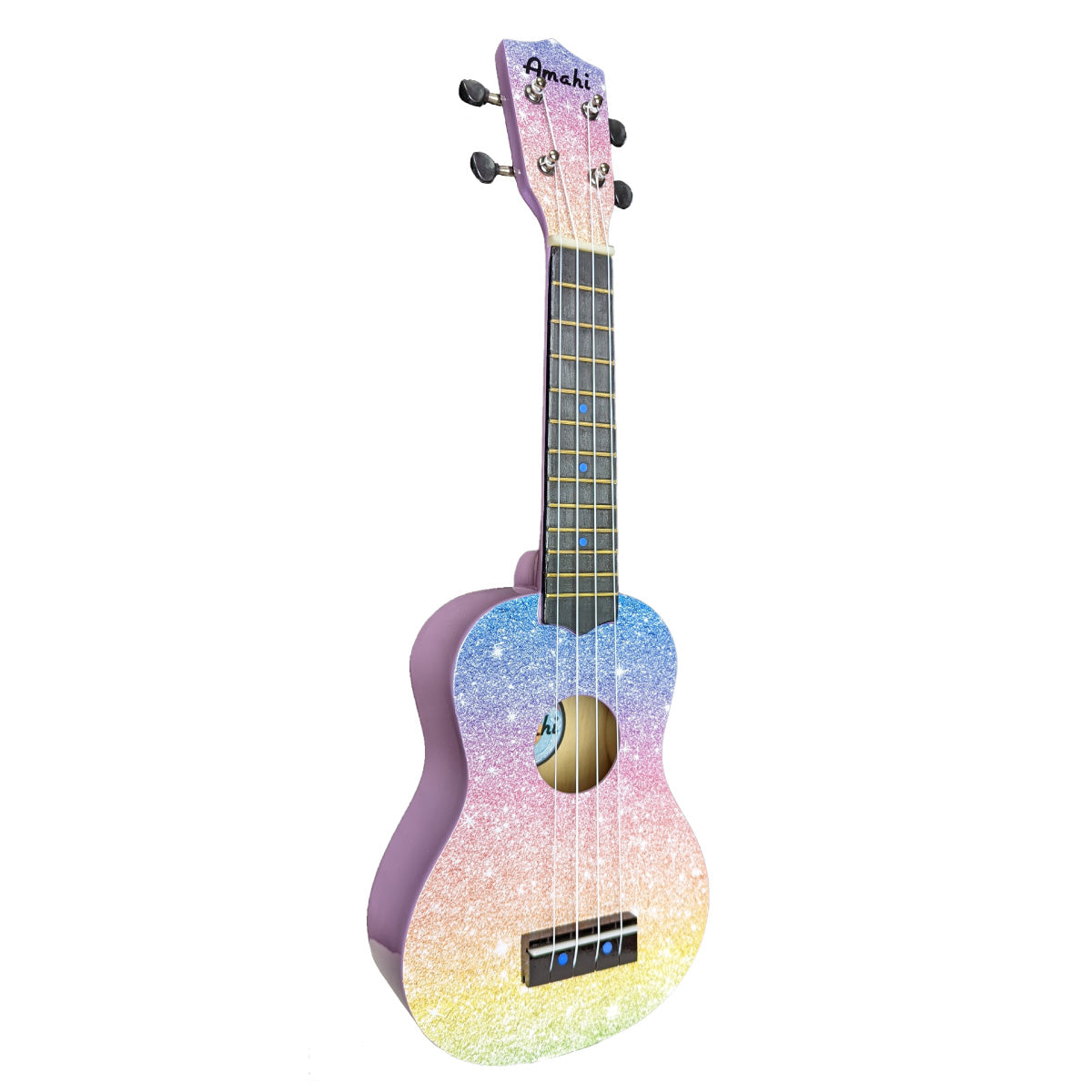 Amahi Glitter Rainbow Painted Soprano Ukulele