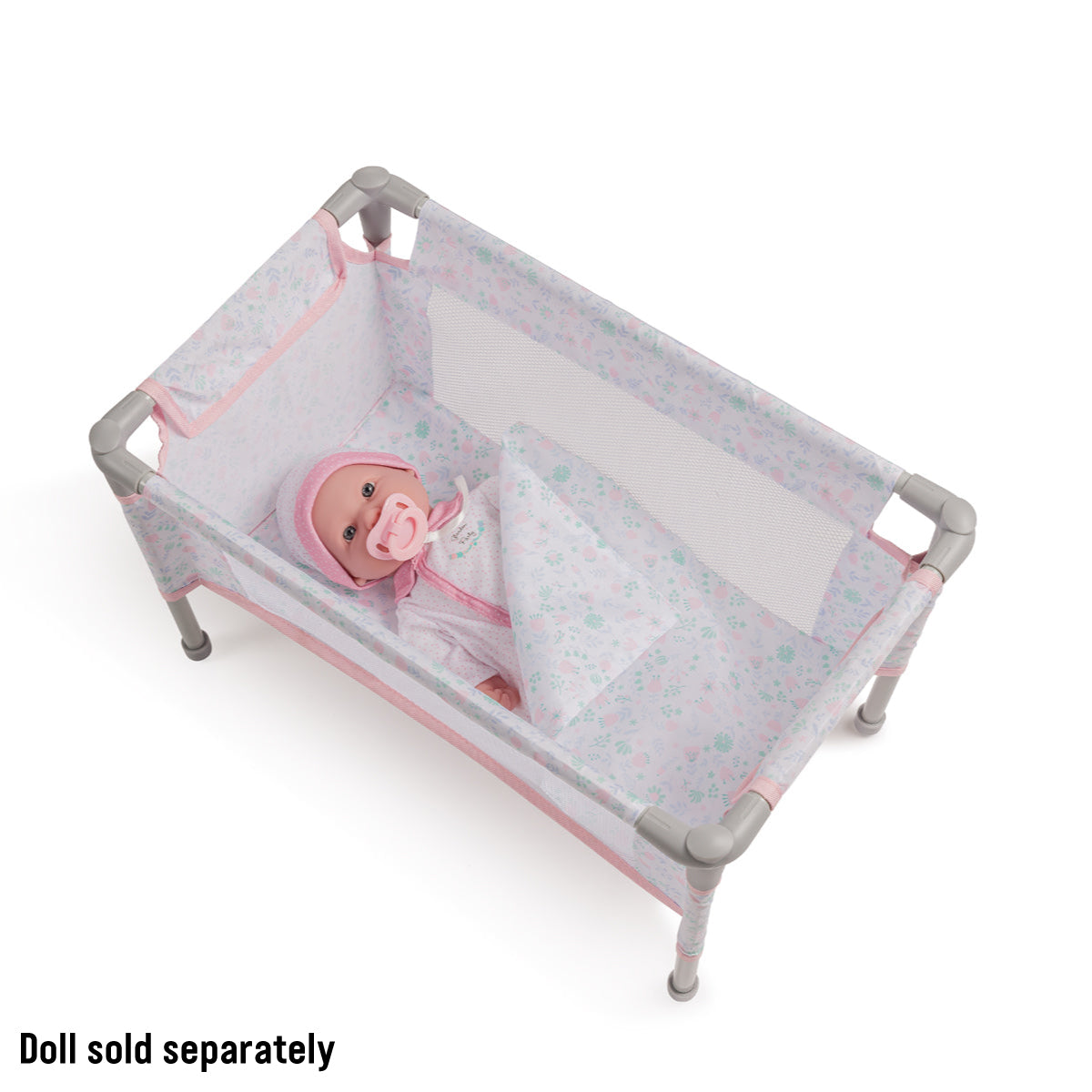 Berenguer Boutique Baby Doll Crib Playpen with Travel Bag - Pink