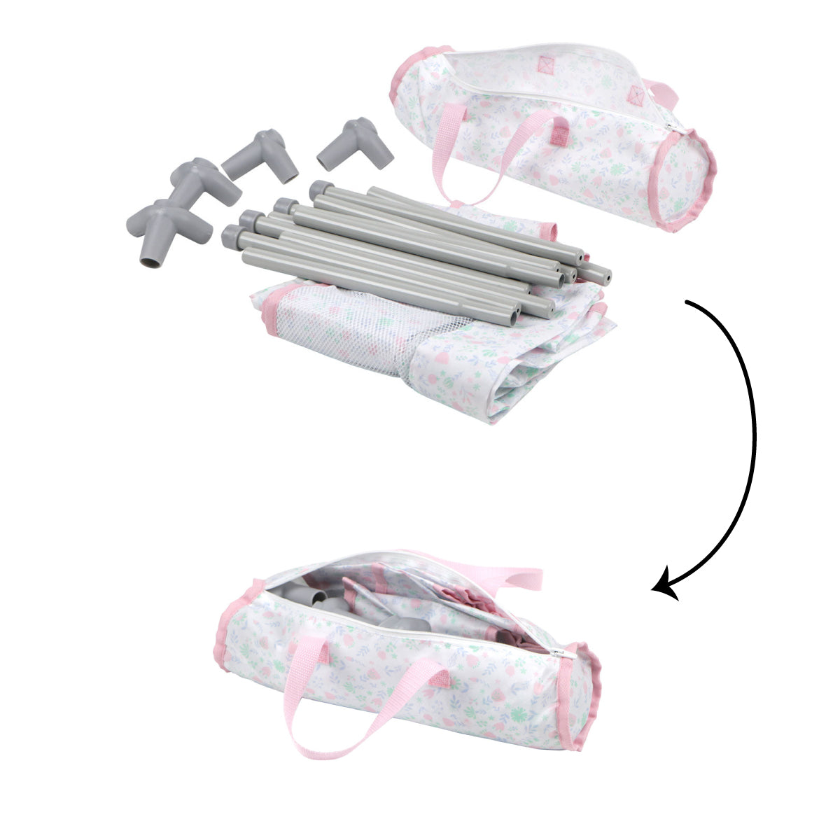 Berenguer Boutique Baby Doll Crib Playpen with Travel Bag - Pink