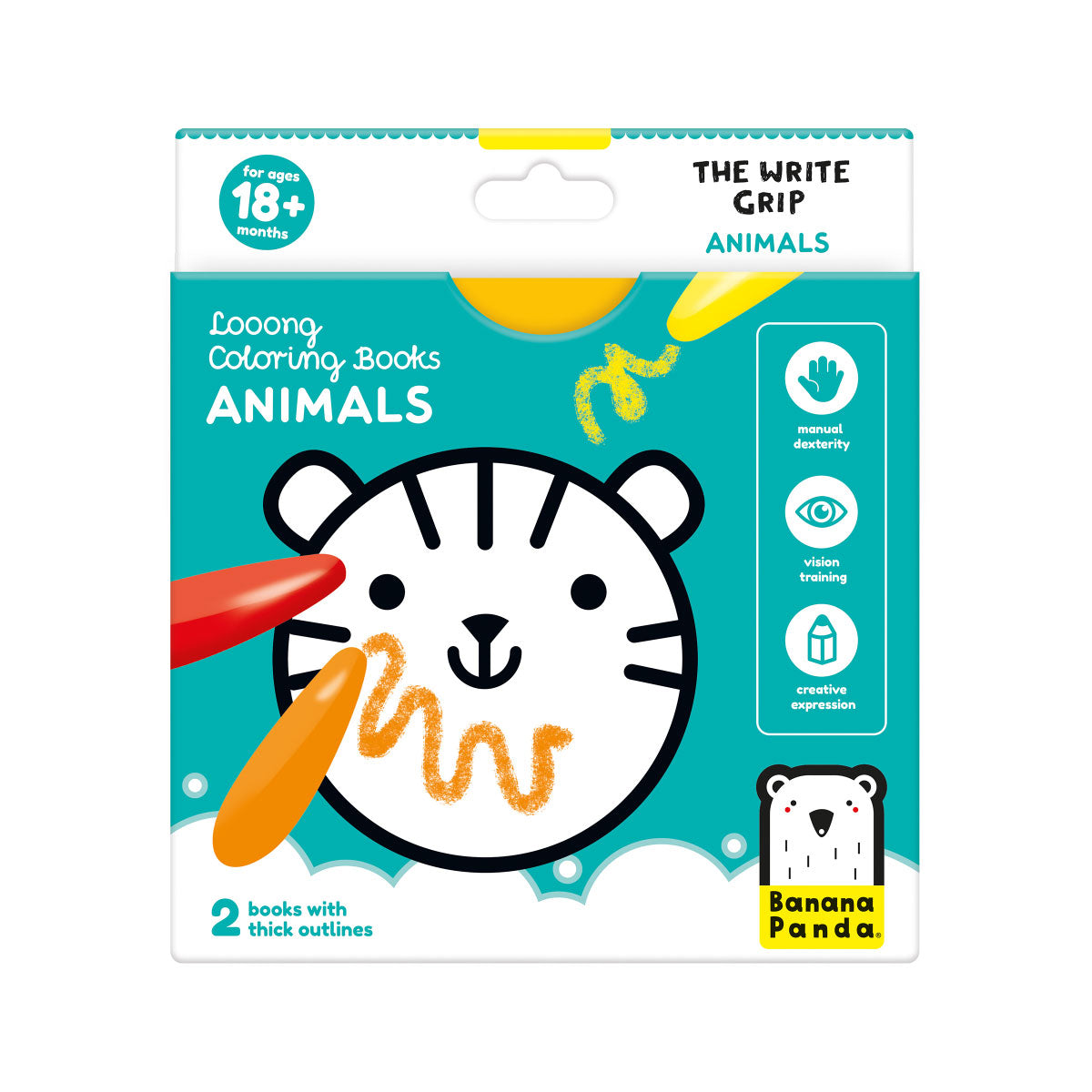 Banana Panda Looong Coloring Books - Write Grip Animals
