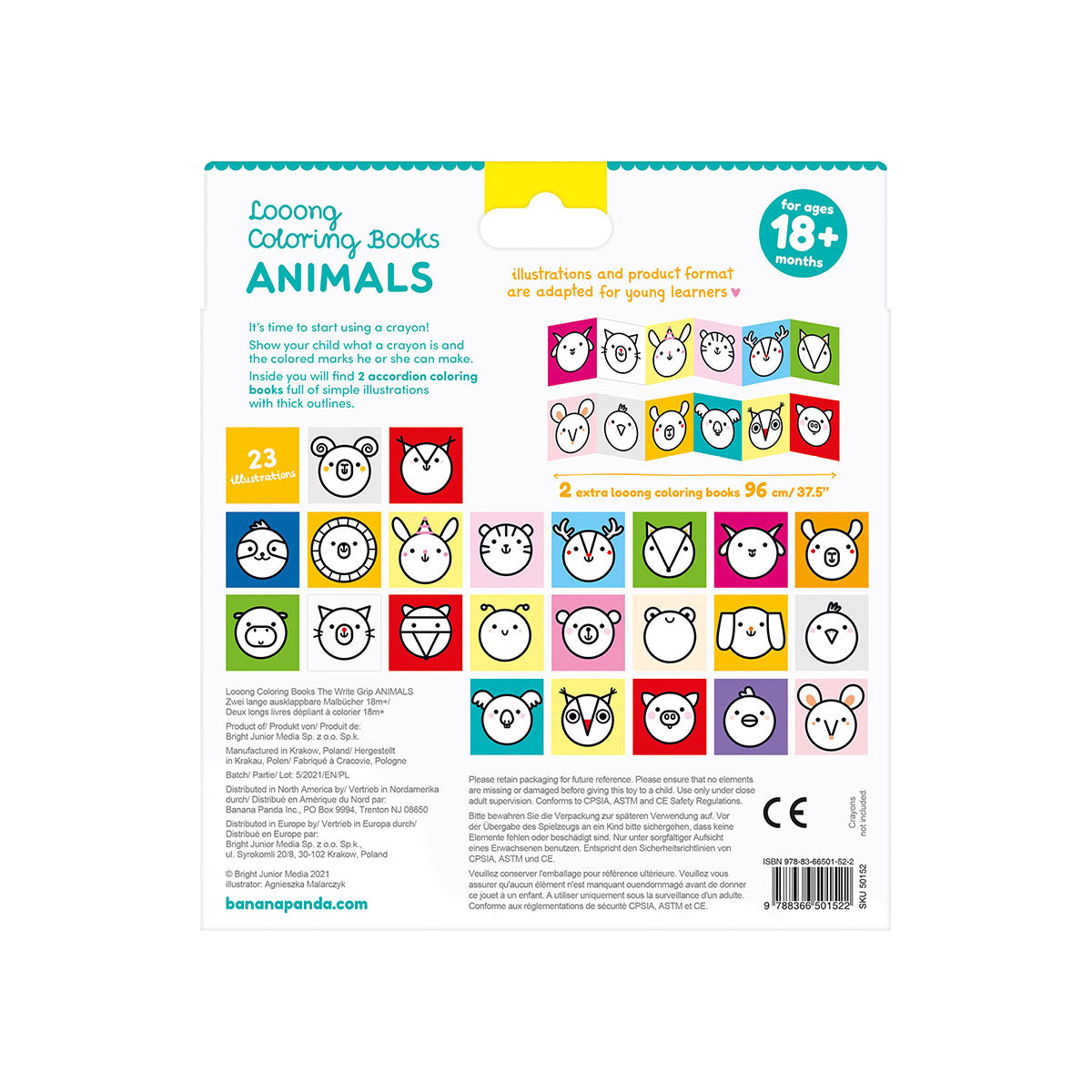 Banana Panda Looong Coloring Books - Write Grip Animals