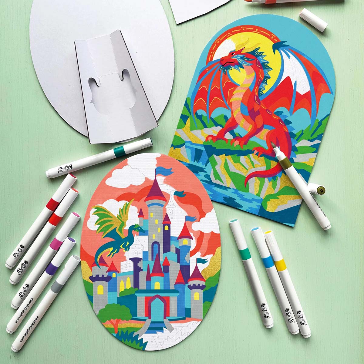 Bright Stripes iHeartArt Marker By Numbers - Fierce Dragons