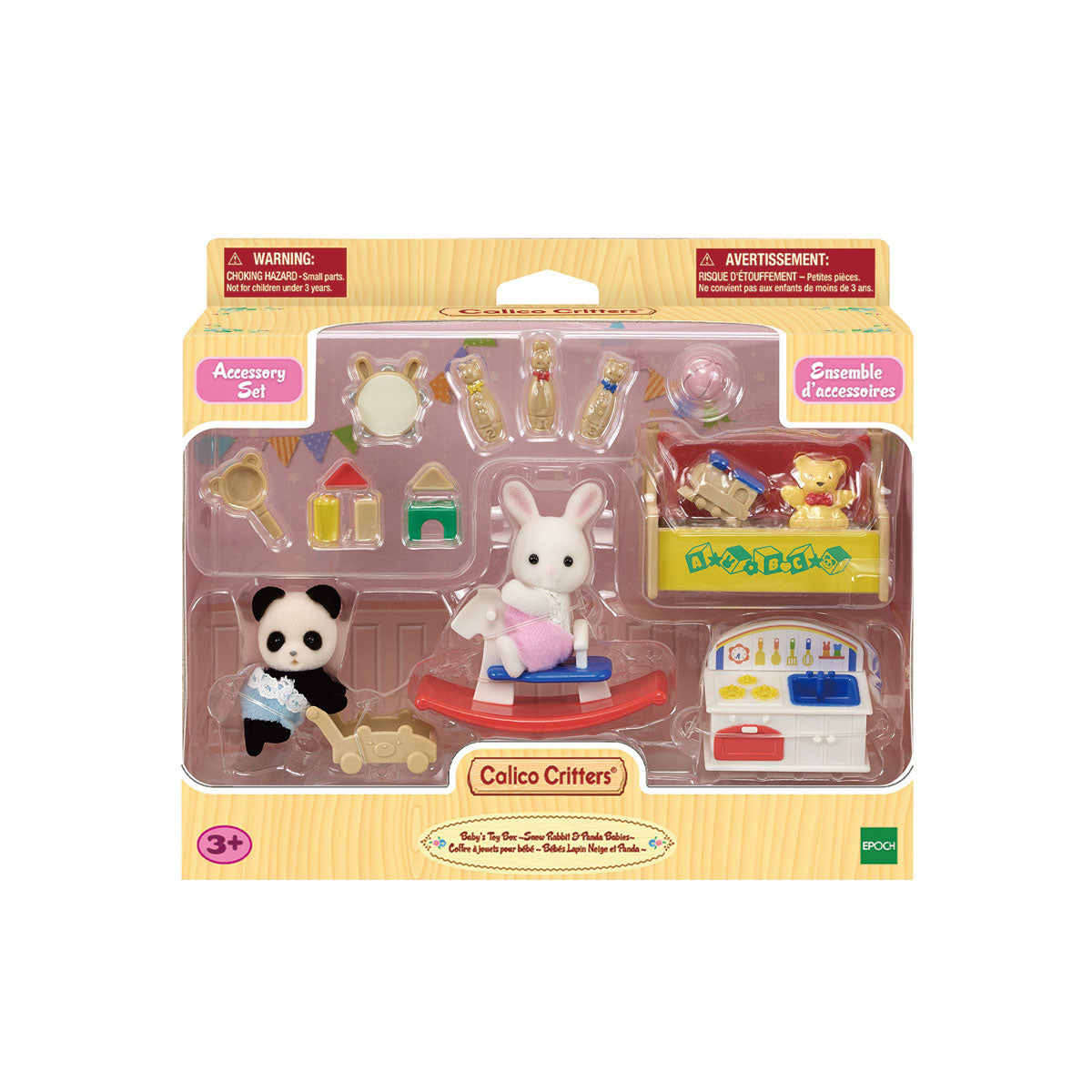 Calico Critters Baby’s Toy Box with Snow Rabbit & Panda Babies Happy