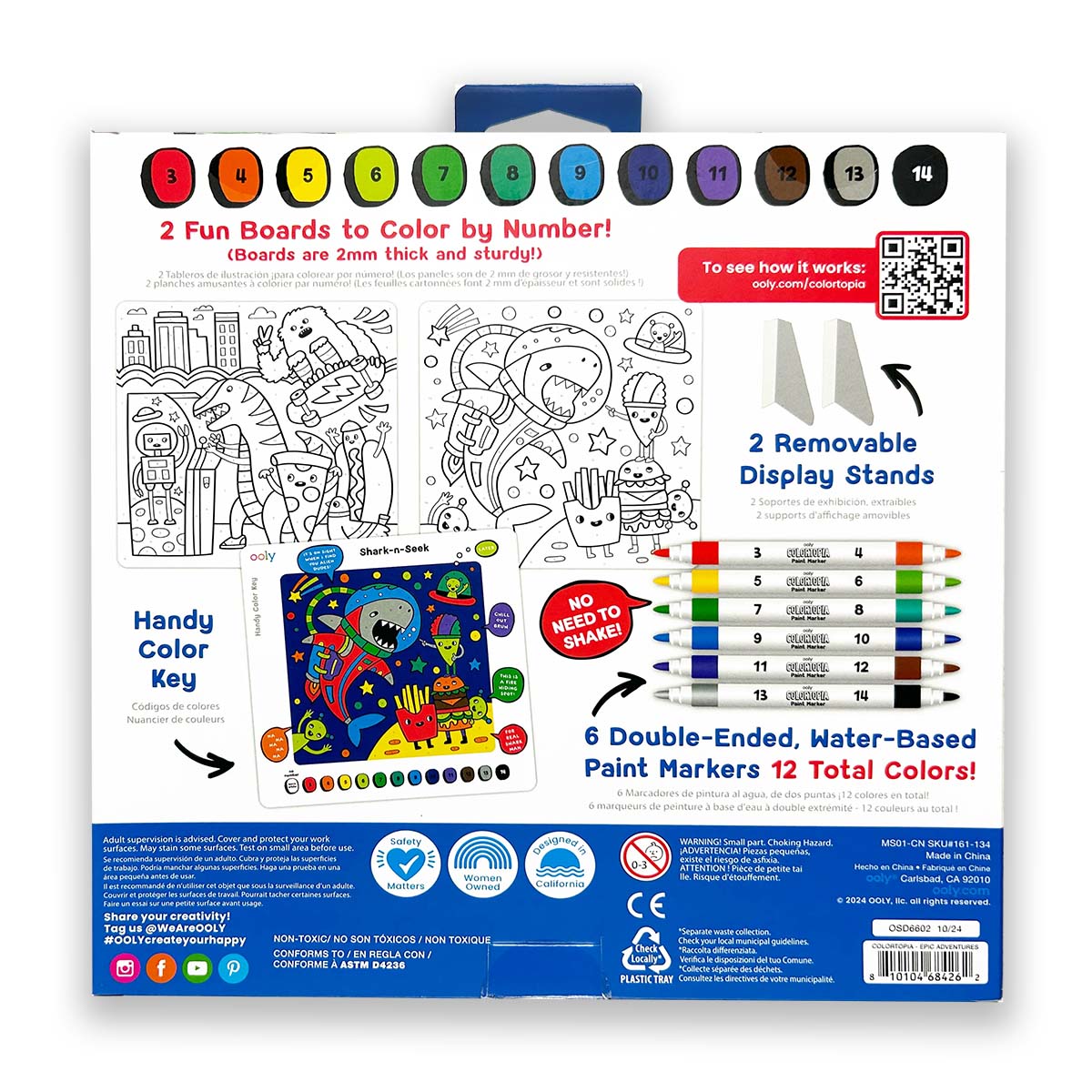 ooly- Colortopia Color By Number Paint Marker Kit - Epic Adventures