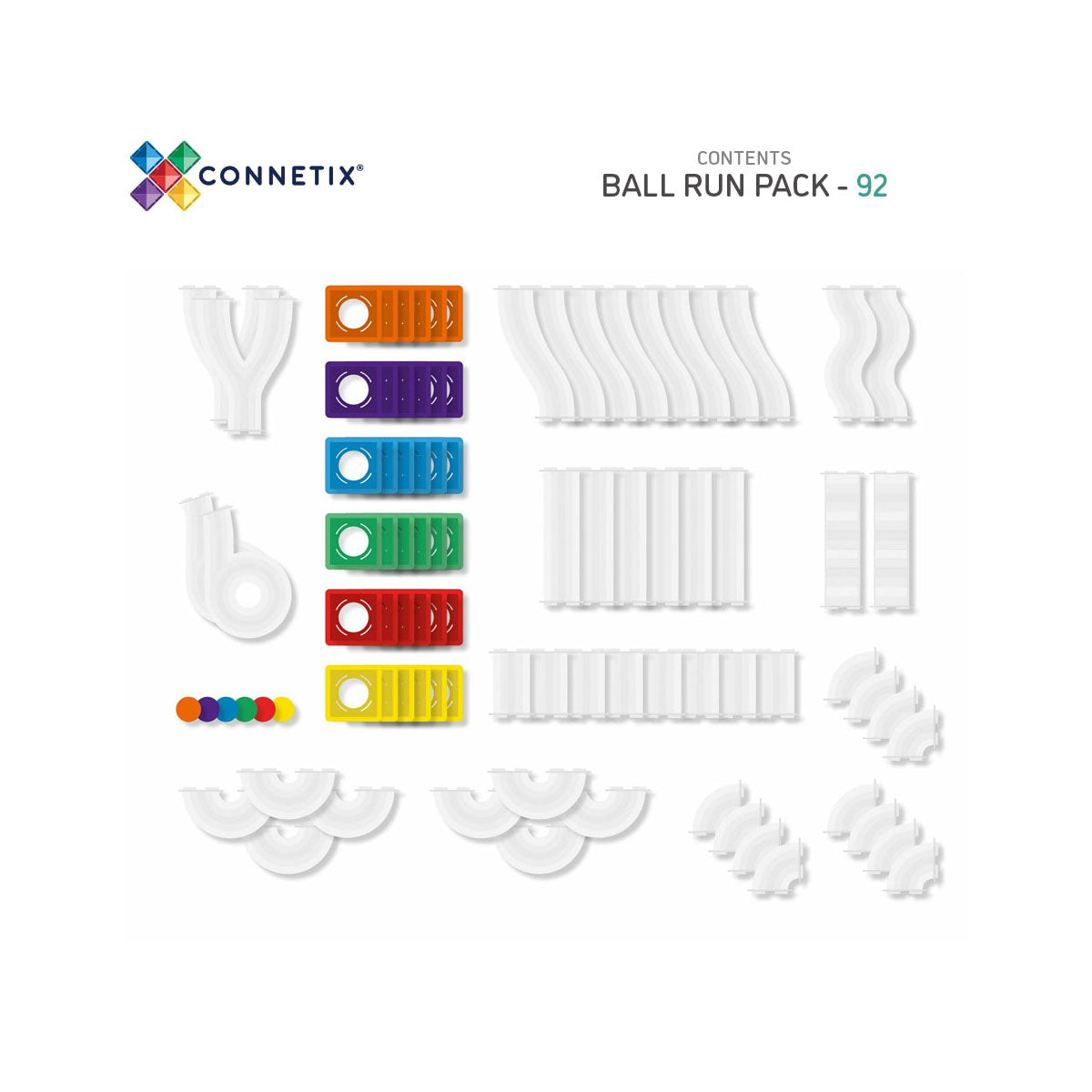 Connetix Rainbow Ball Run - 92 Piece Set