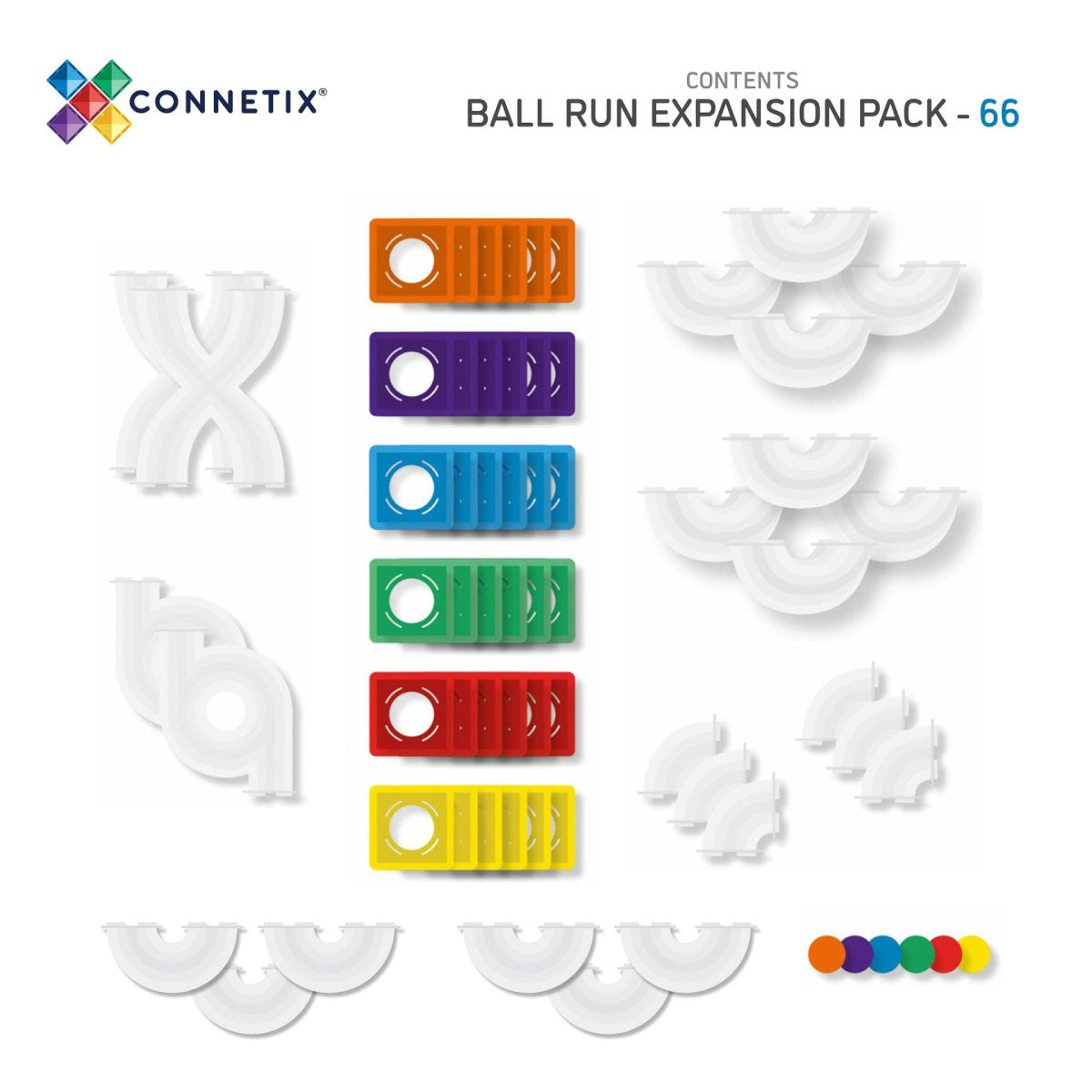 Connetix Rainbow Ball Run Expansion Pack - 66 Piece Set