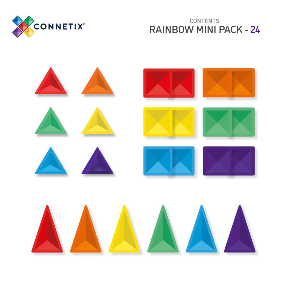Connetix Rainbow Mini Pack - 24 Piece Set