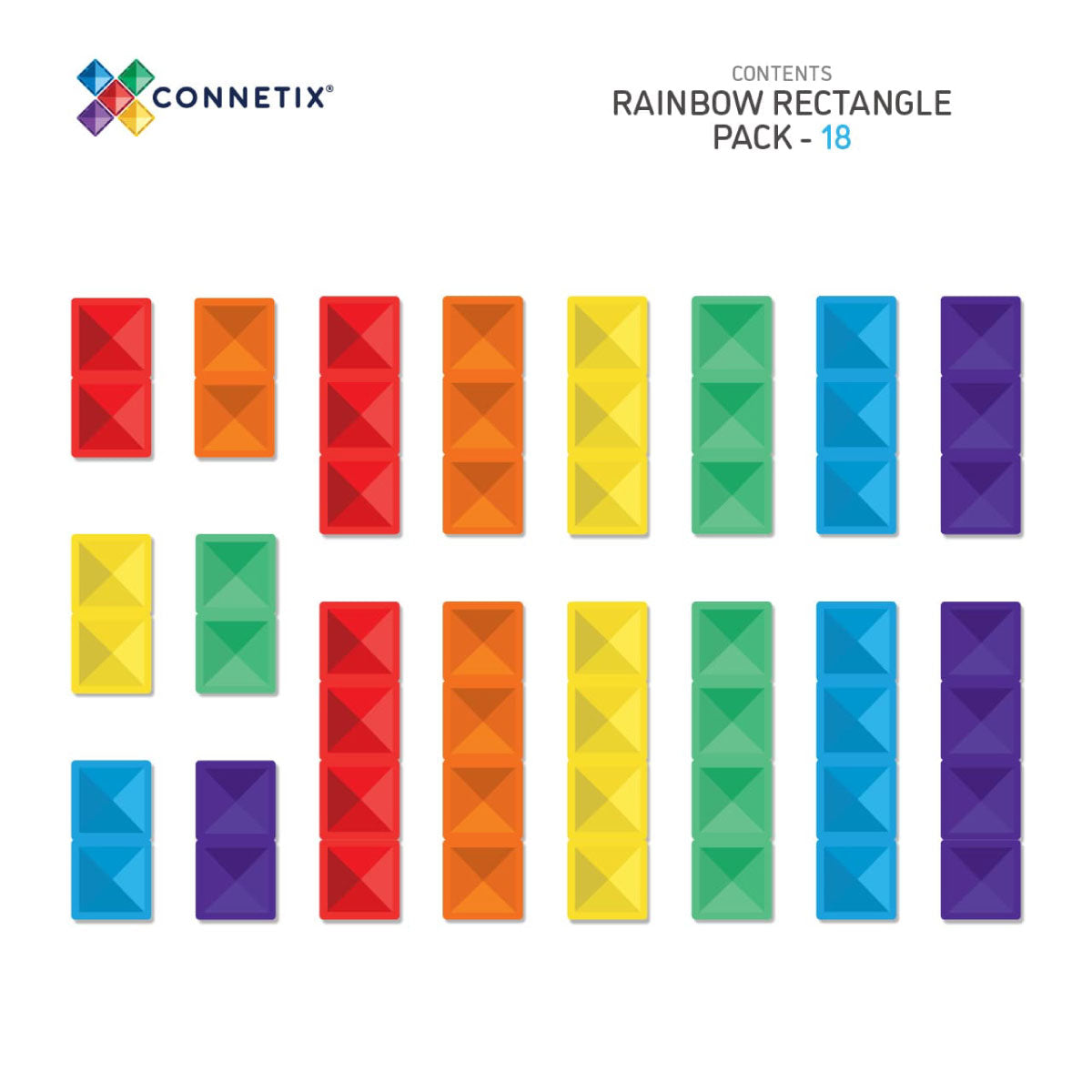Connetix Rainbow Rectangle Pack - 18 Piece Set