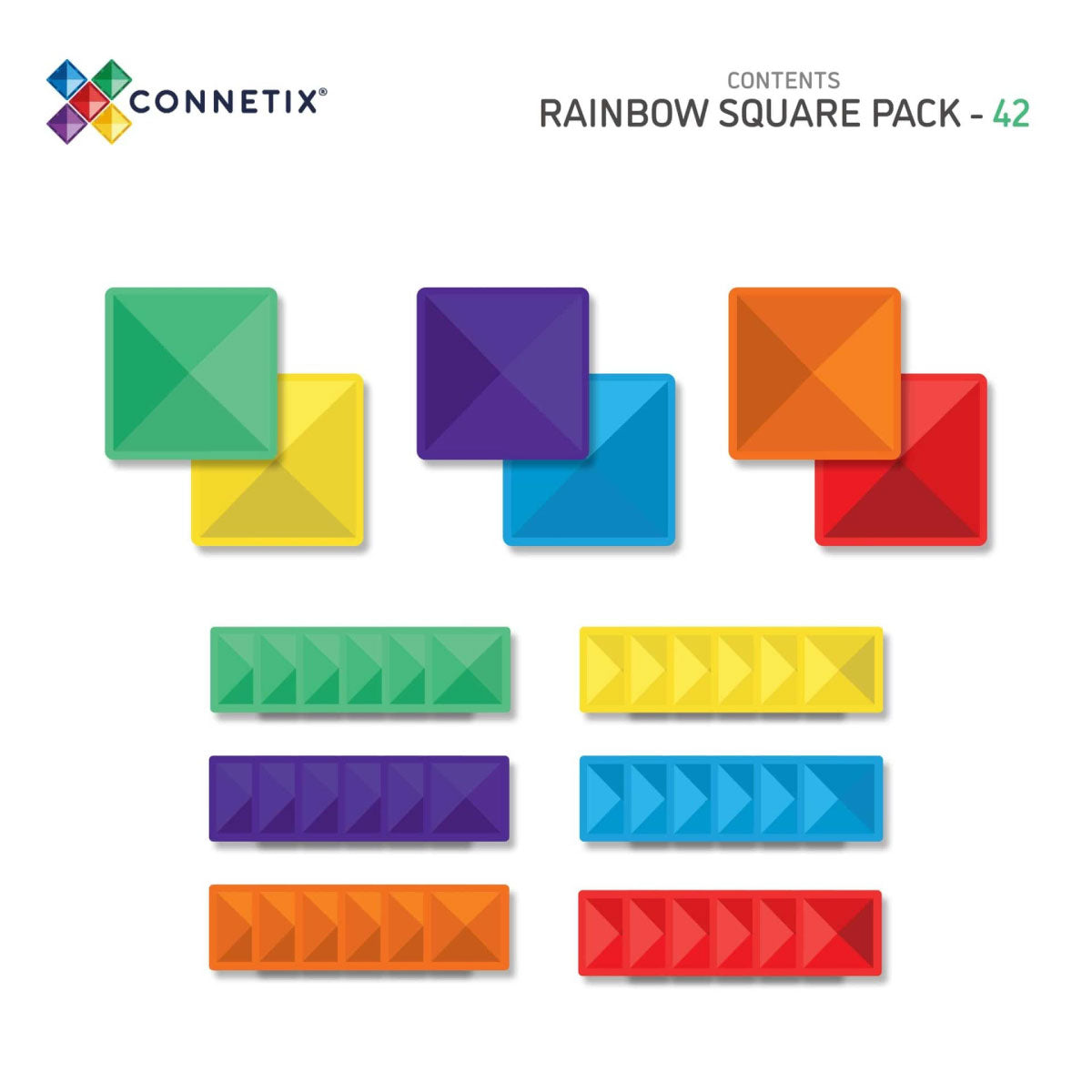 Connetix Rainbow Square Pack - 42 Piece Set