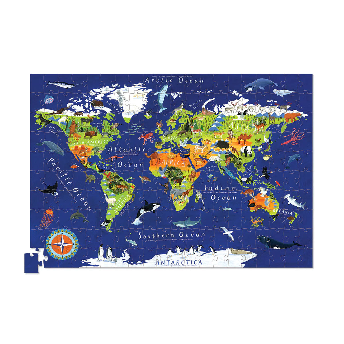 Crocodile Creek World Animals 200pc Puzzle + Poster