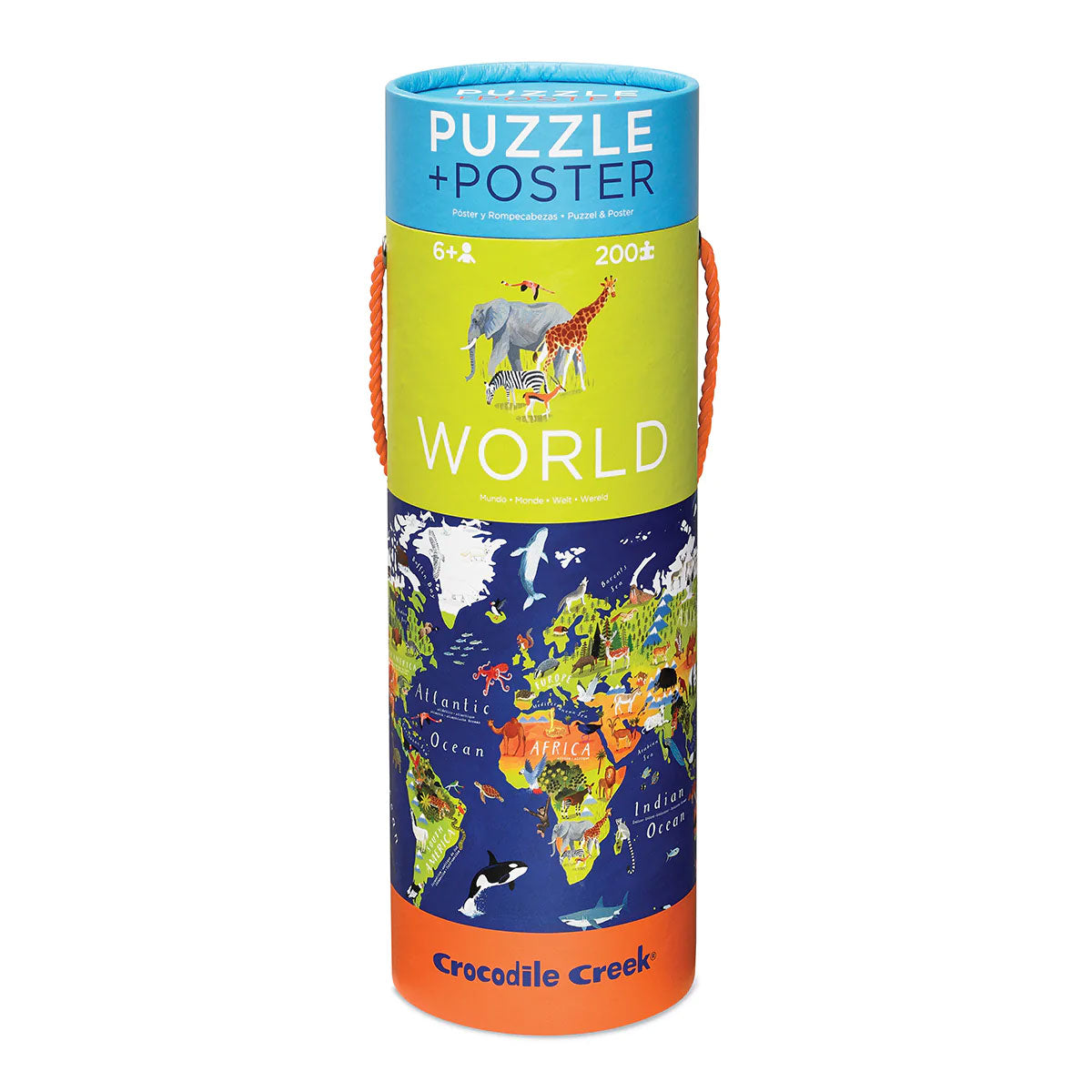 Crocodile Creek World Animals 200pc Puzzle + Poster