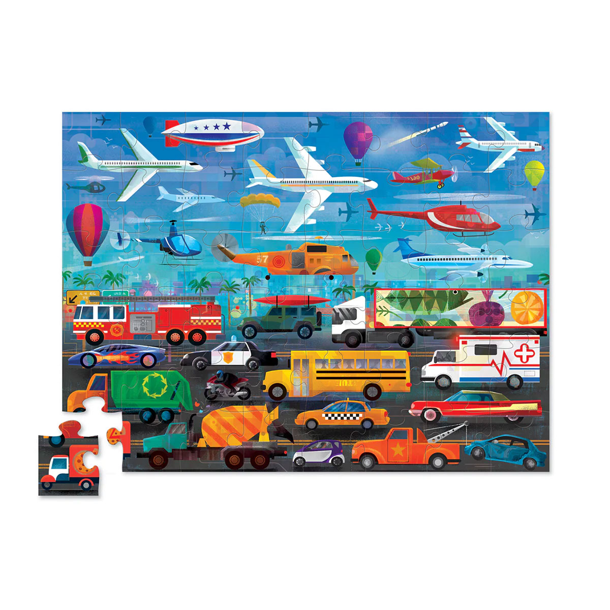 Crocodile Creek Above + Below Things That Go 48pc Puzzle