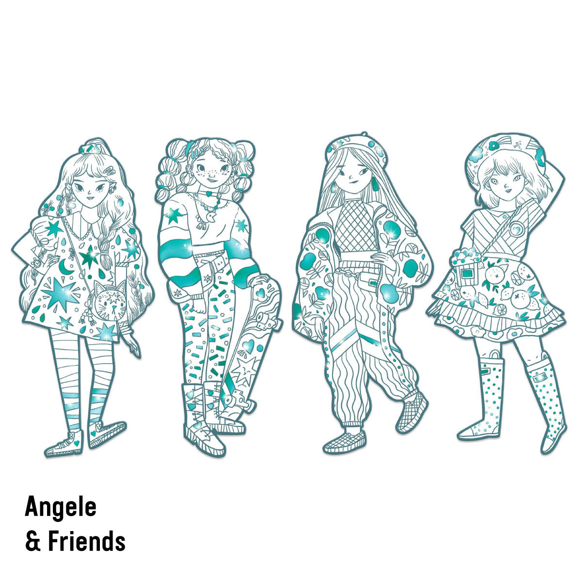 Djeco Les Demoiselles Angele & Friends Fashion Coloring Dolls