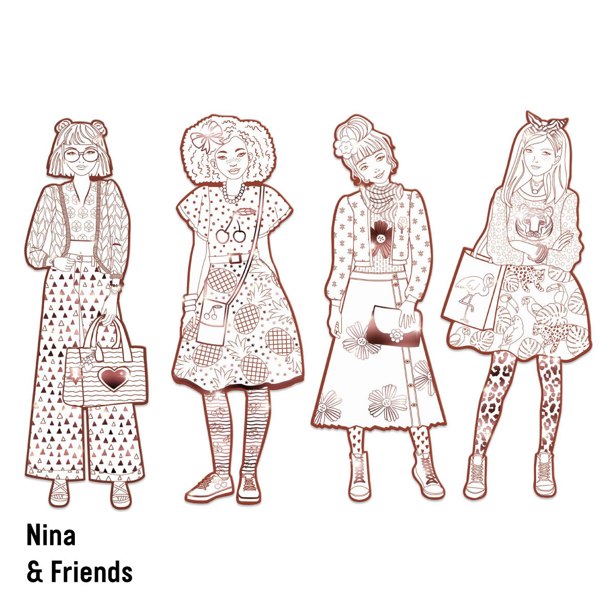 Djeco Les Demoiselles Nina & Friends Fashion Coloring Dolls