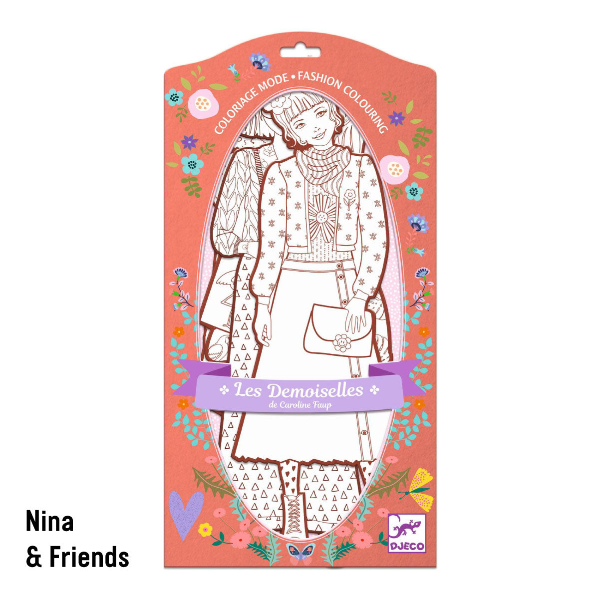 Djeco Les Demoiselles Nina & Friends Fashion Coloring Dolls
