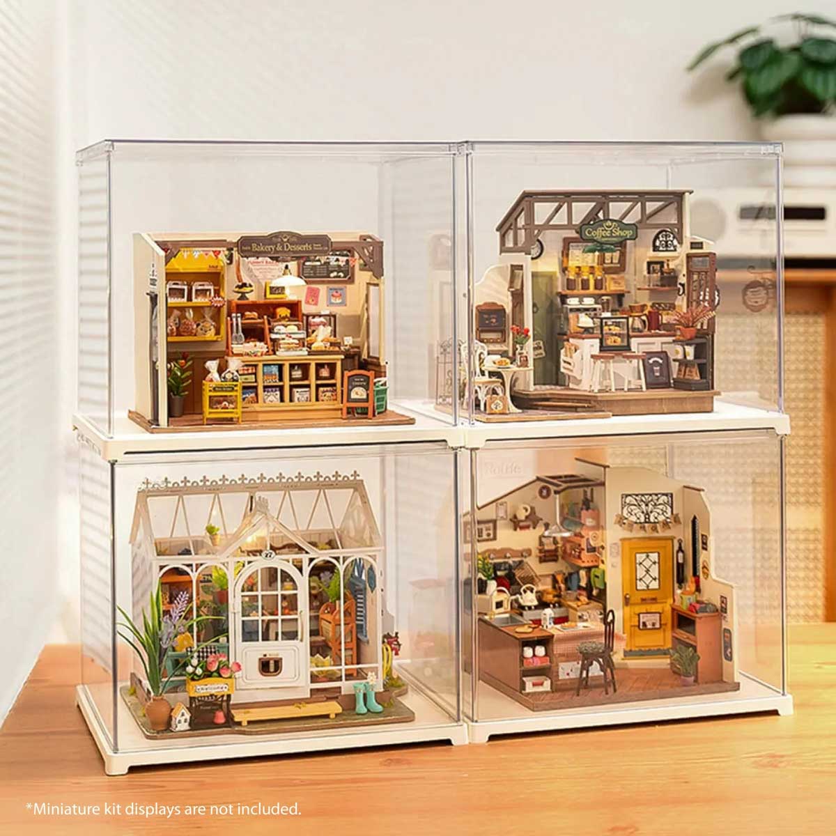 4 stacked modular Plastic Display Case Dust Cover from Hands Craft