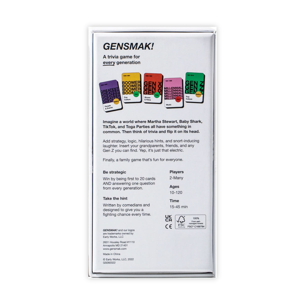 Early Works Gensmak Trivia Game