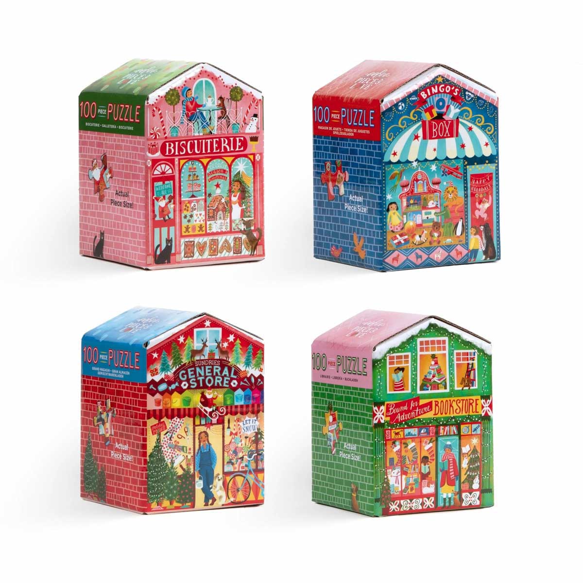 EeBoo Christmas Market 100 Piece Puzzles