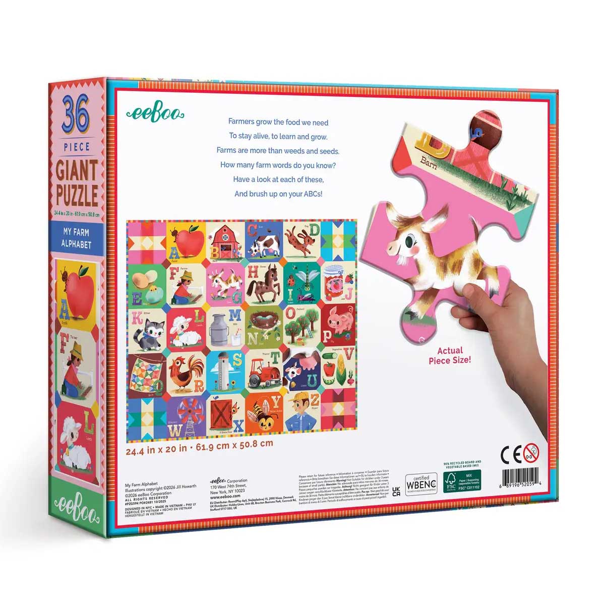 My Farm Alphabet - 36 Piece Giant Puzzle - by eeBoo