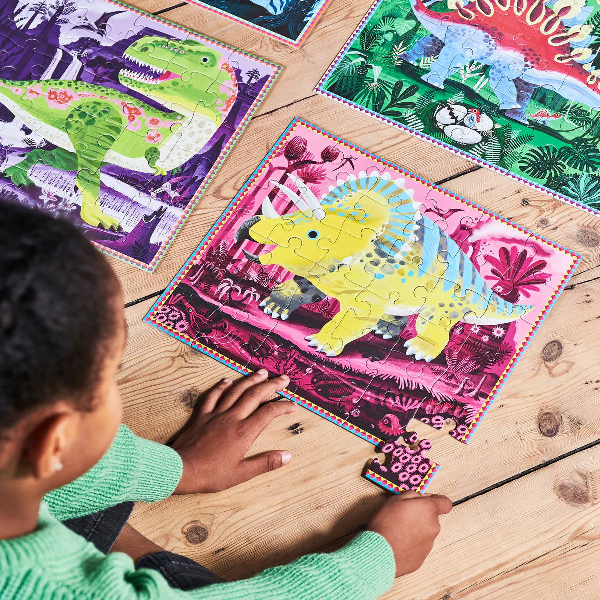 eeBoo Dinosaurs 4x 36 Piece Puzzles