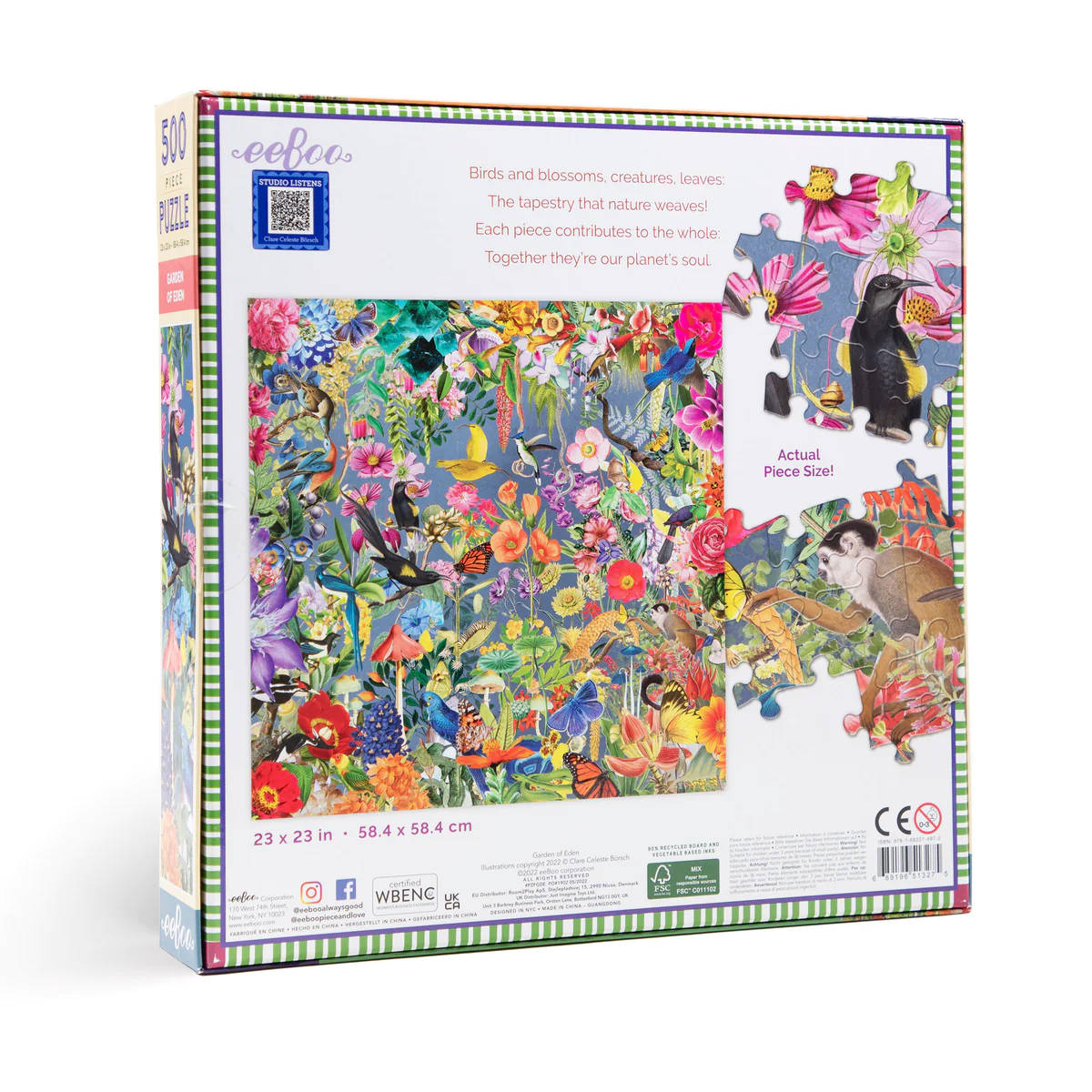 eeBoo Garden of Eden 500 Piece Square Puzzle