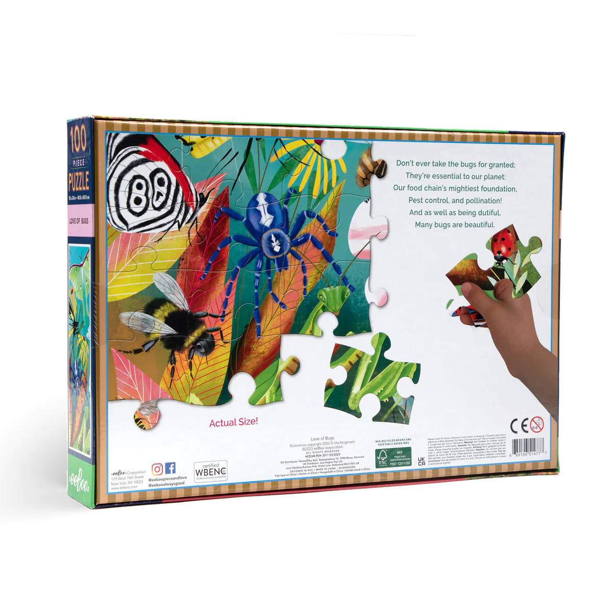 eeBoo Love of Bugs - 100 Piece Puzzle