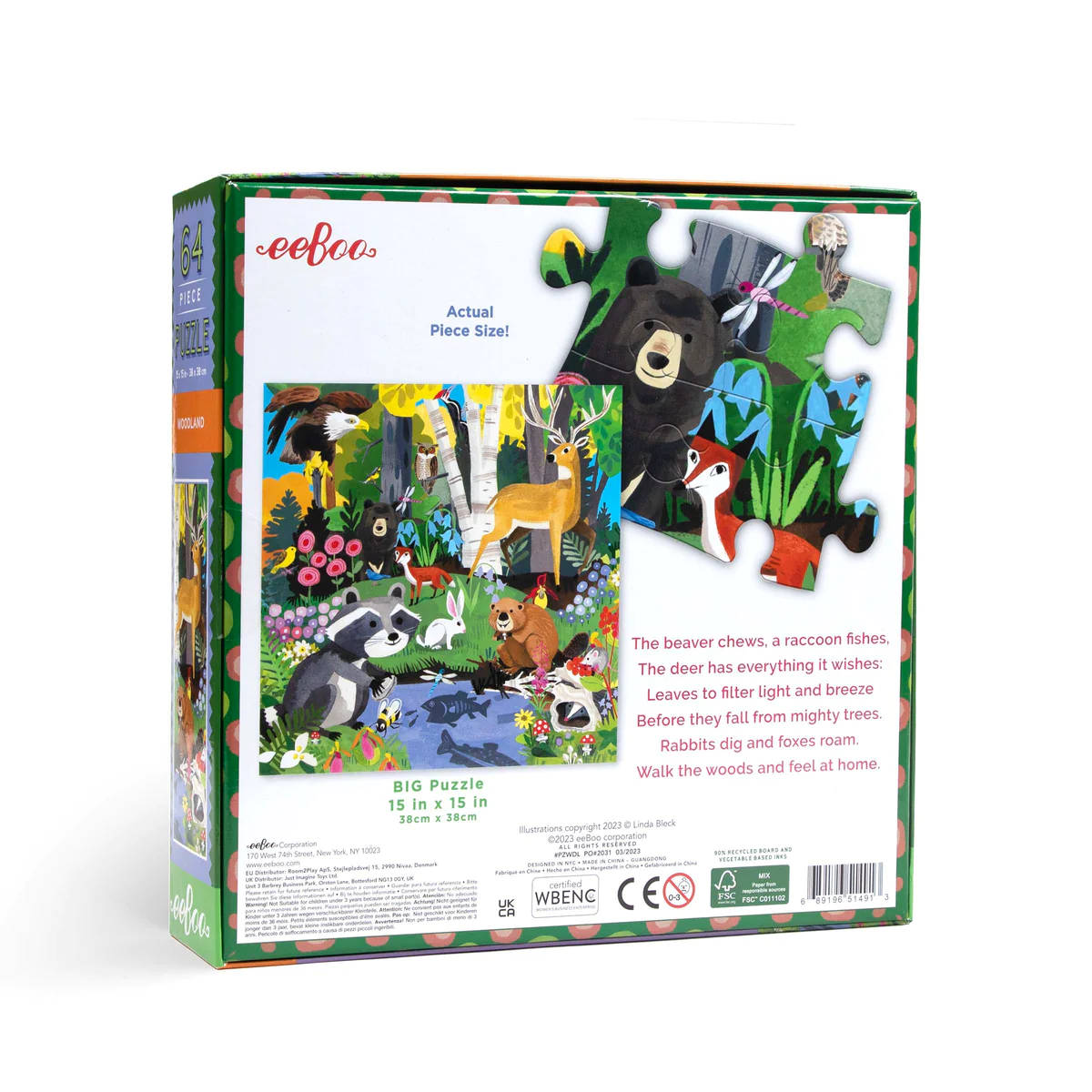 eeBoo Woodland - 64 Piece Puzzle