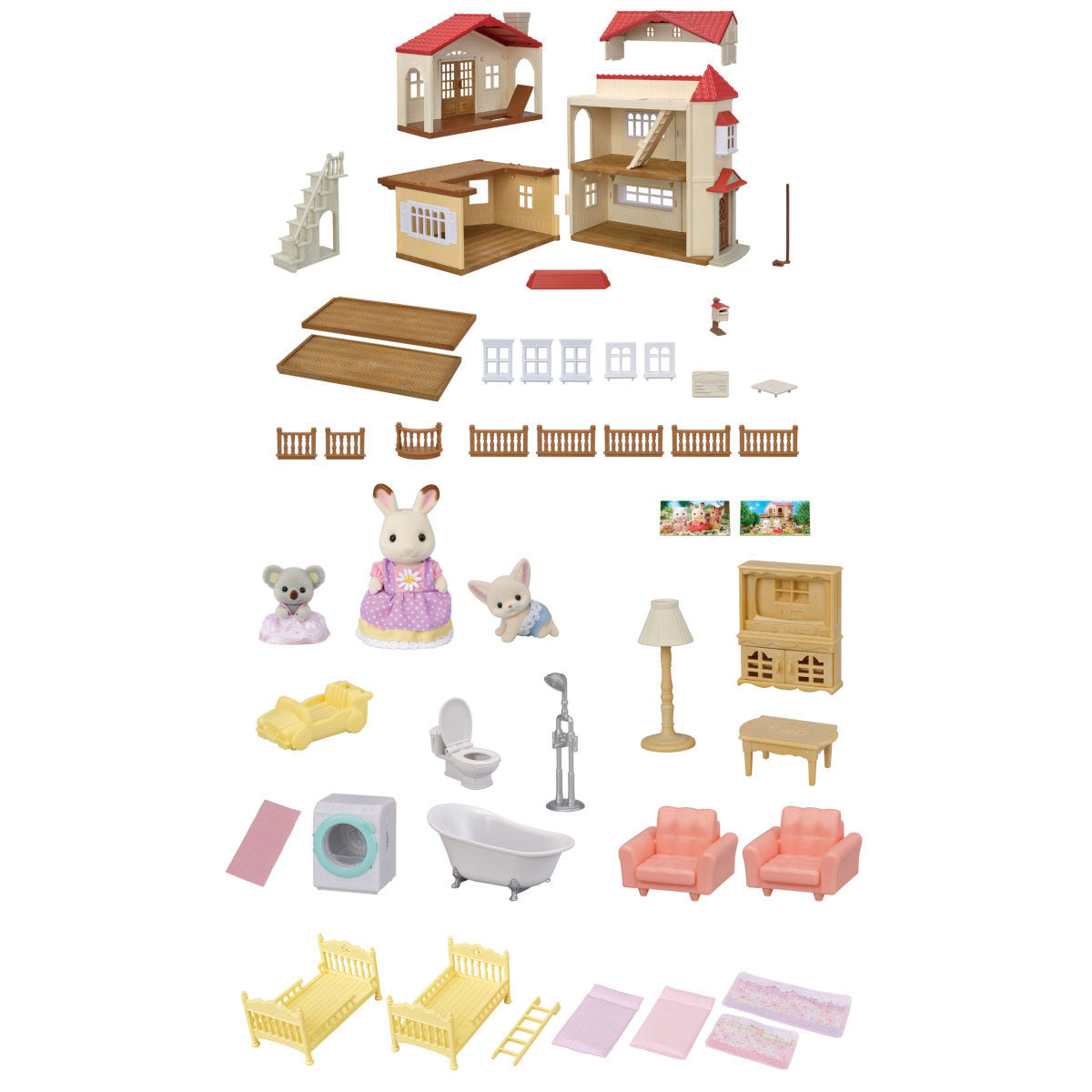 Red Roof Country Home Gift Set with Secret Attic Playroom