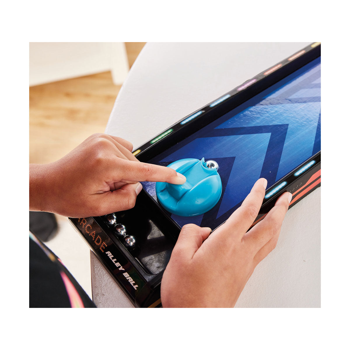 detail picture of the ball launcher in the Arcade Alley Ball Game - Neon Series