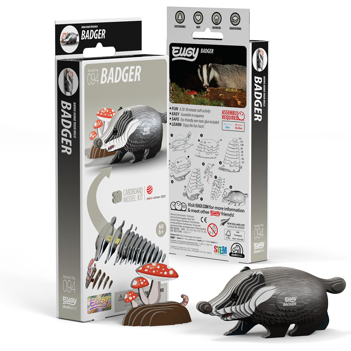 Eugy Badger 3-D Cardboard Model Kit
