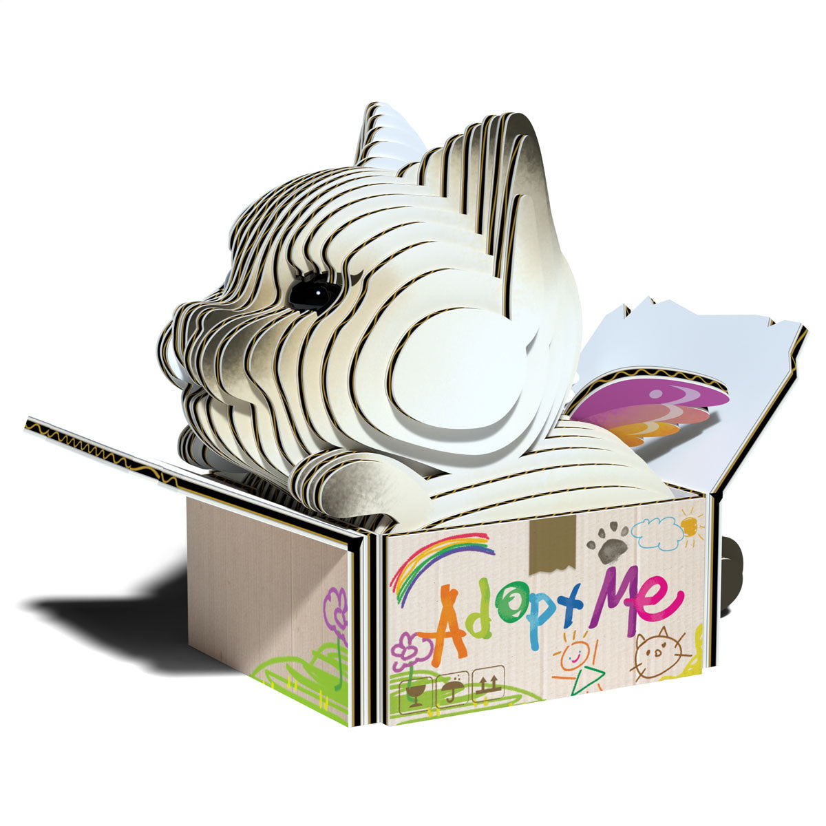 Eugy Cat in a Box - Mocha 3-D Cardboard Model Kit