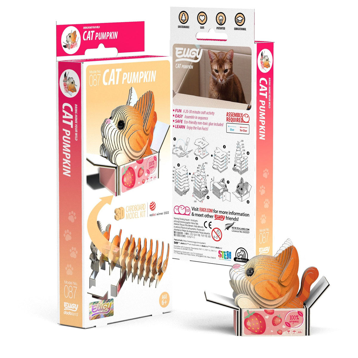 Eugy Cat in a Box - Pumpkin 3-D Cardboard Model Kit