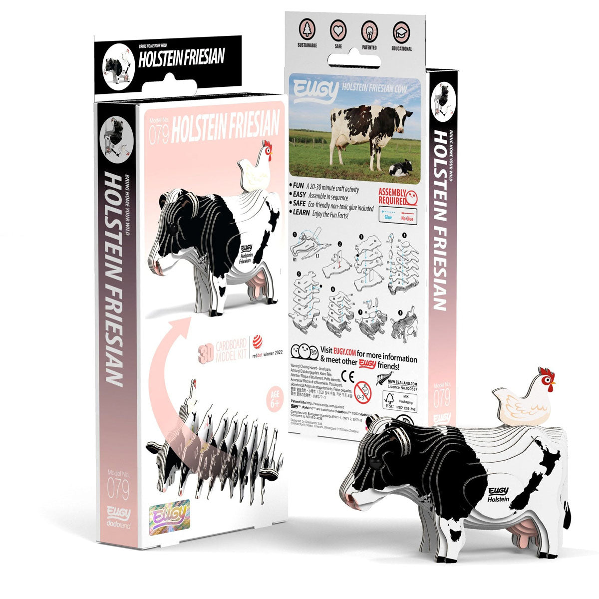 Eugy Holstein Cow 3-D Cardboard Model Kit