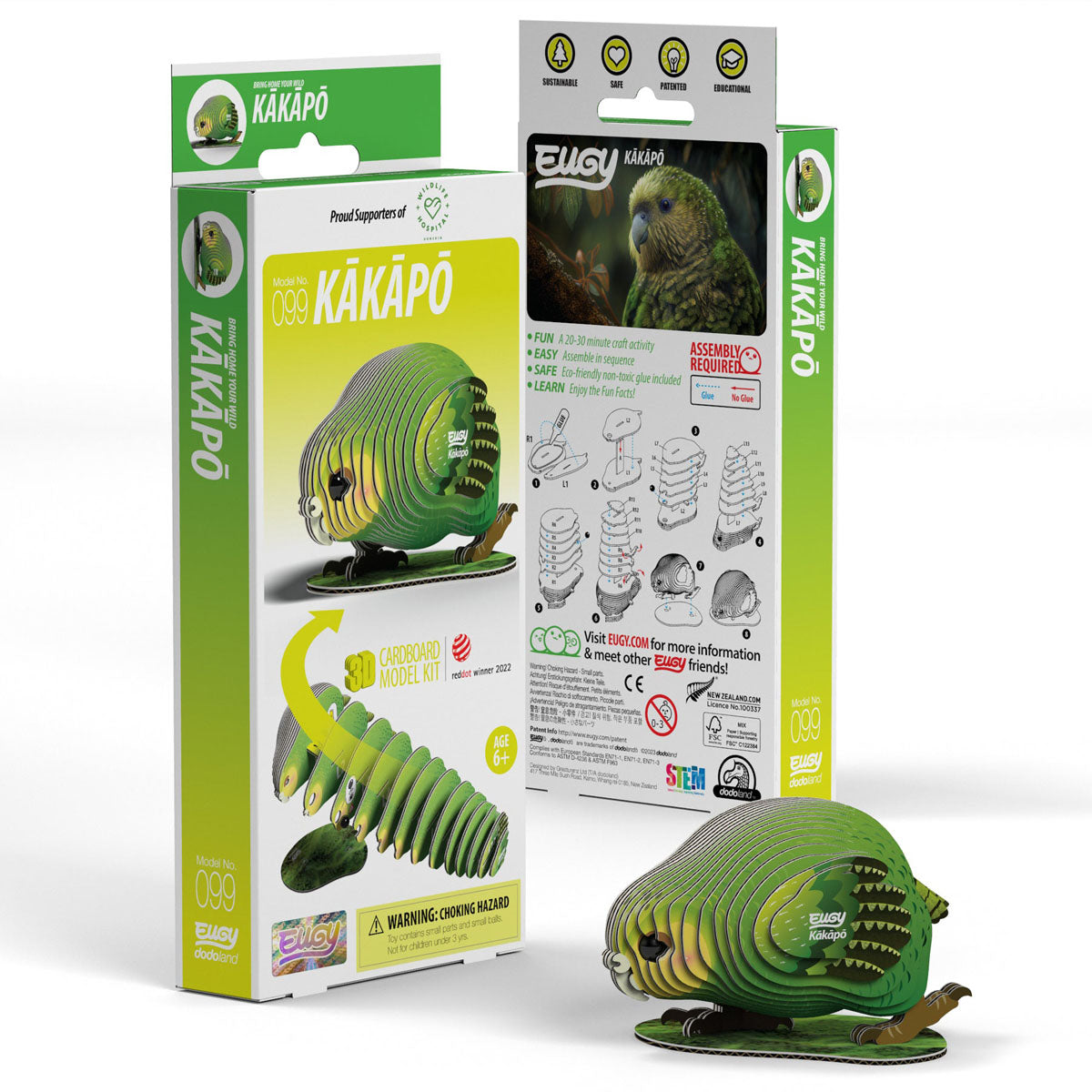Eugy Kakapo Bird 3-D Cardboard Model Kit
