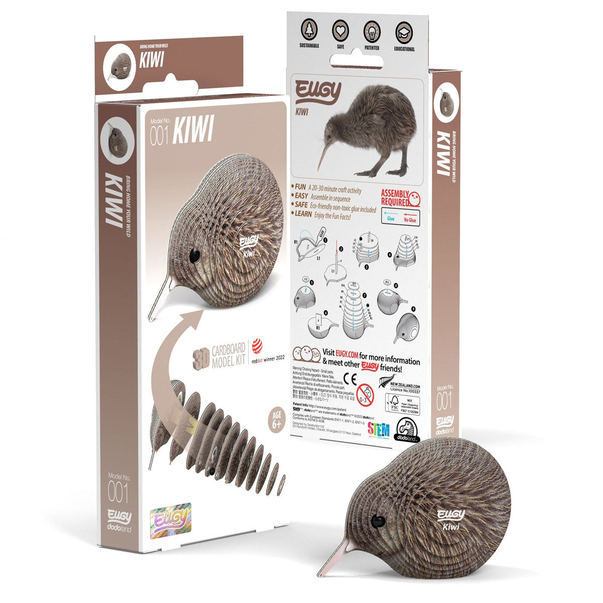 Eugy Kiwi Bird 3-D Cardboard Model Kit