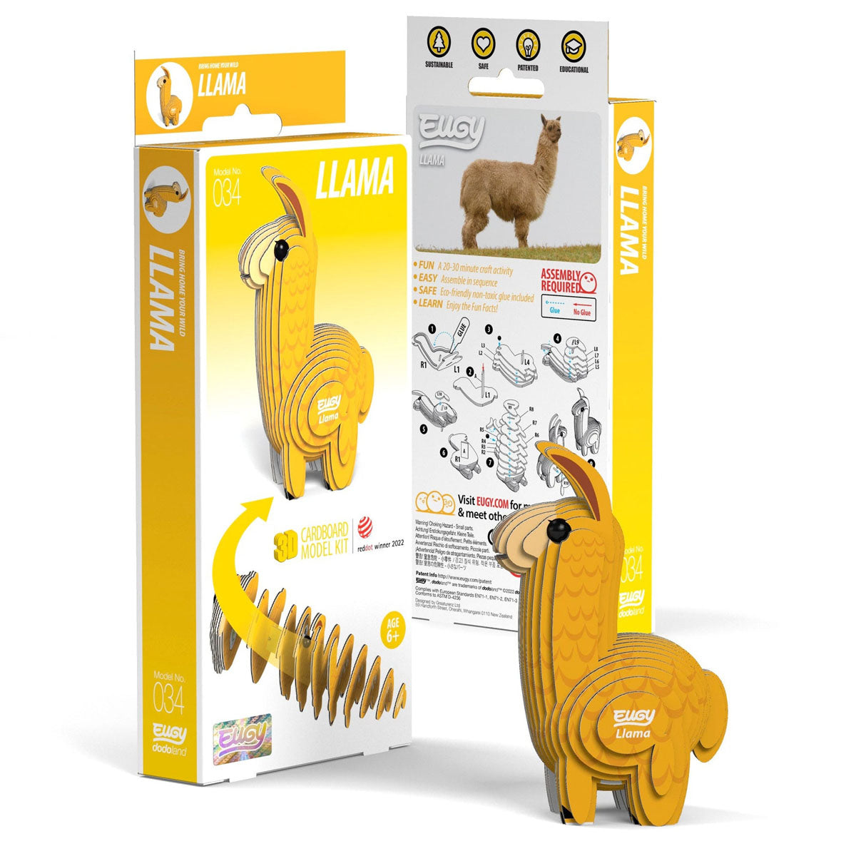 Eugy Llama 3-D Cardboard Model Kit
