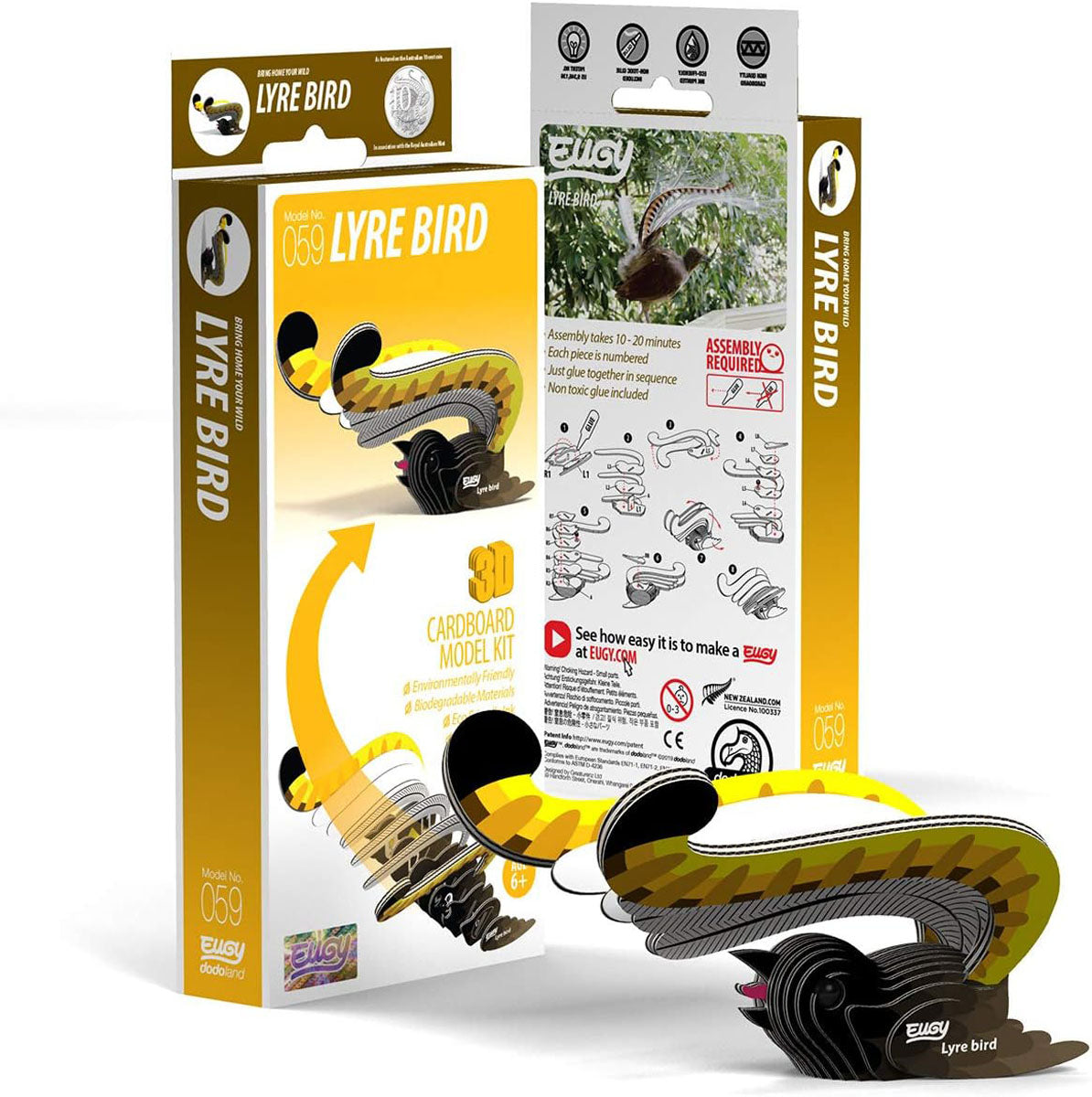 Eugy Lyre Bird 3-D Cardboard Model Kit