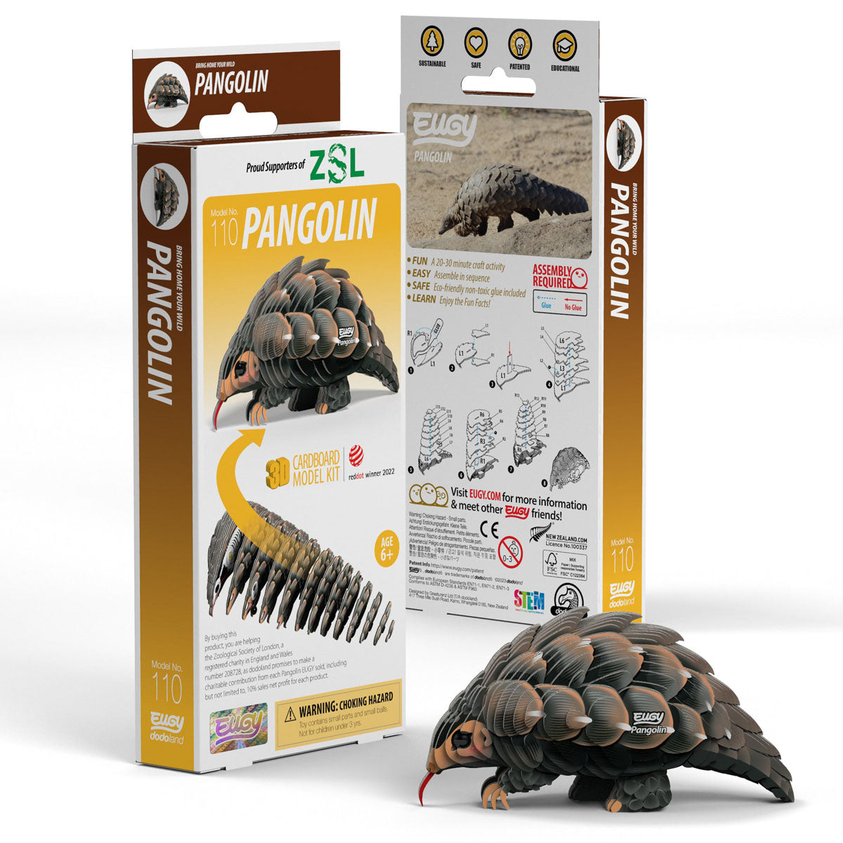 Eugy Pangolin 3-D Cardboard Model Kit