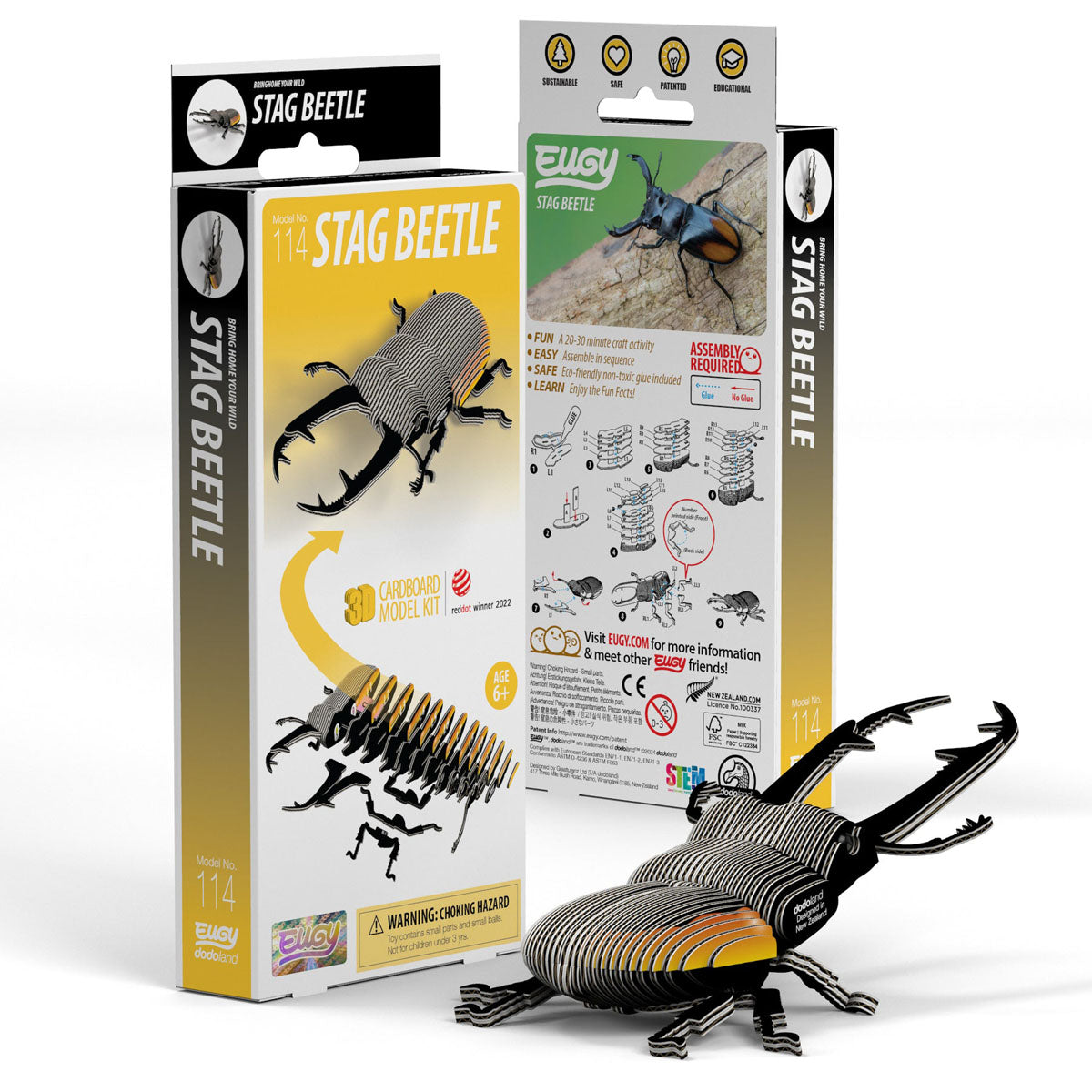 Eugy Stag Beetle 3-D Cardboard Model Kit