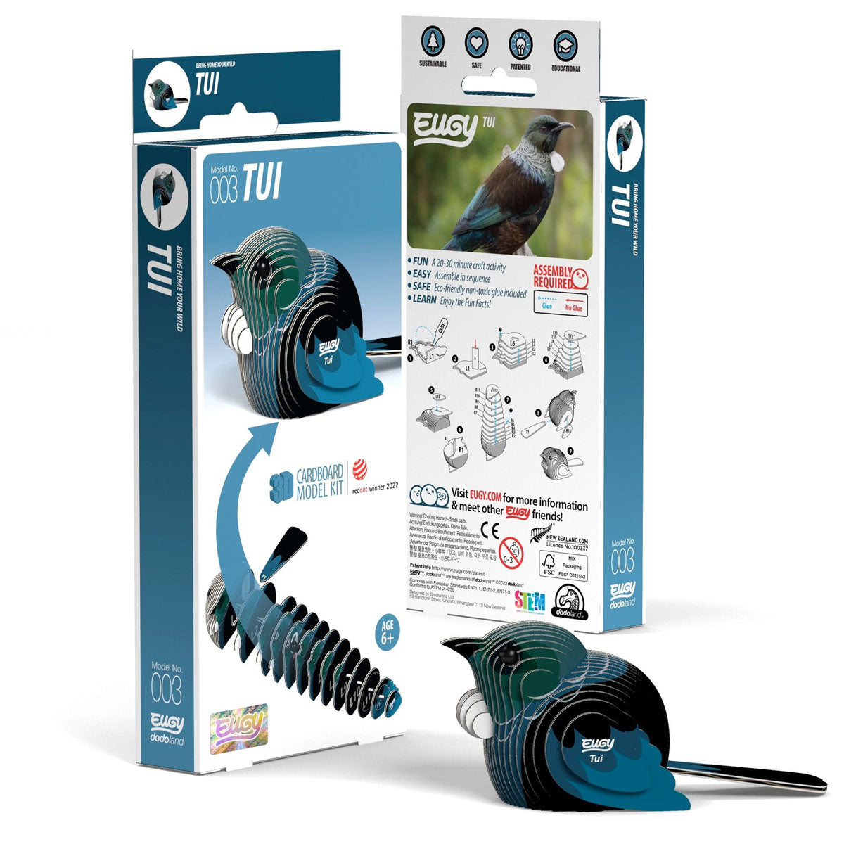 Eugy Tui Bird 3-D Cardboard Model Kit