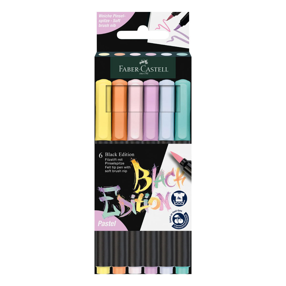 Faber Castell Black Edition Brush Pens 6 Pastel Colors – Happy Up Inc Toys  & Games