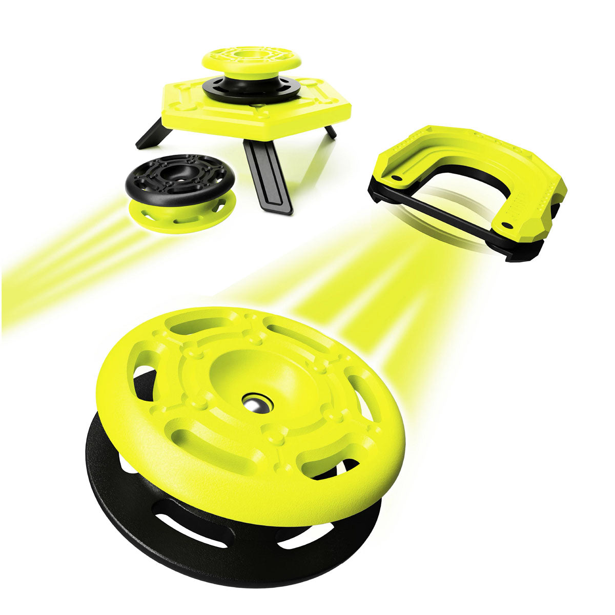 Fat Brain Toy Co Magshuto Quick Circuit Yellow/Black Mag Kit - 3 Pods, Launcher, and Challenge Cards Set