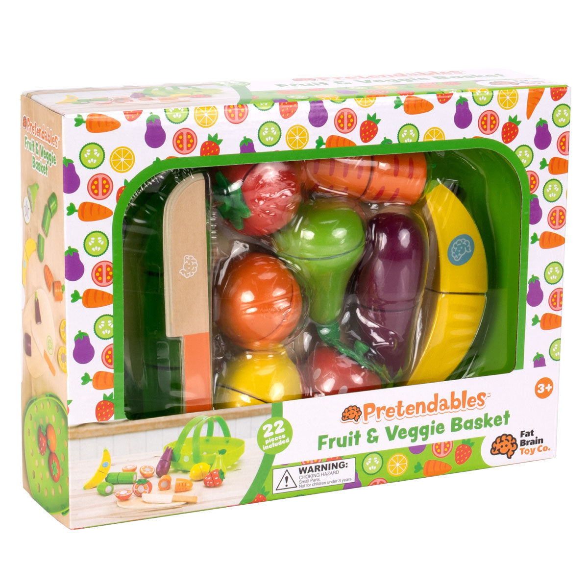 Fat Brain Pretendables Fruit & Veggie Basket Set