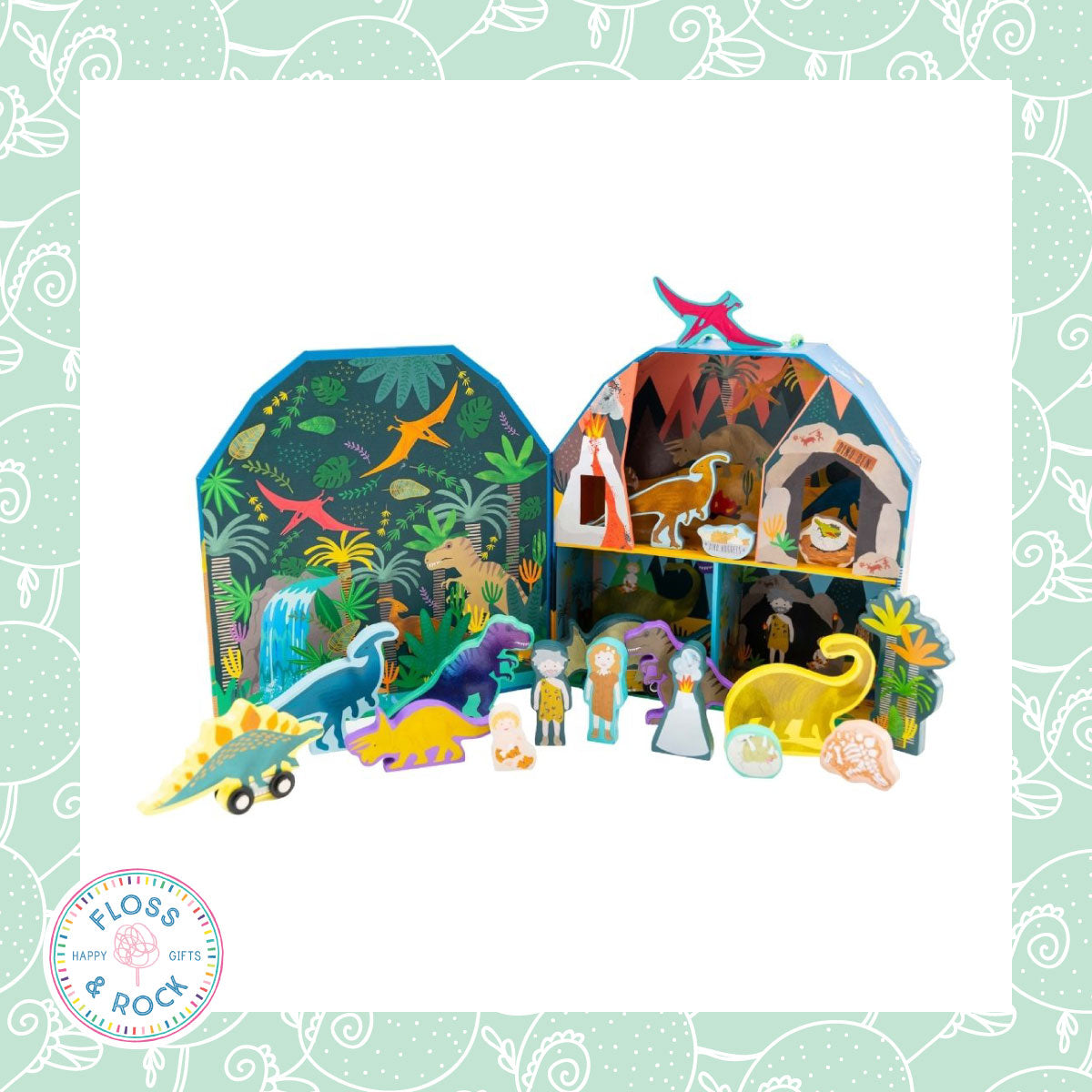 Floss & Rock Playbox With Wooden Pieces - Dinosaur