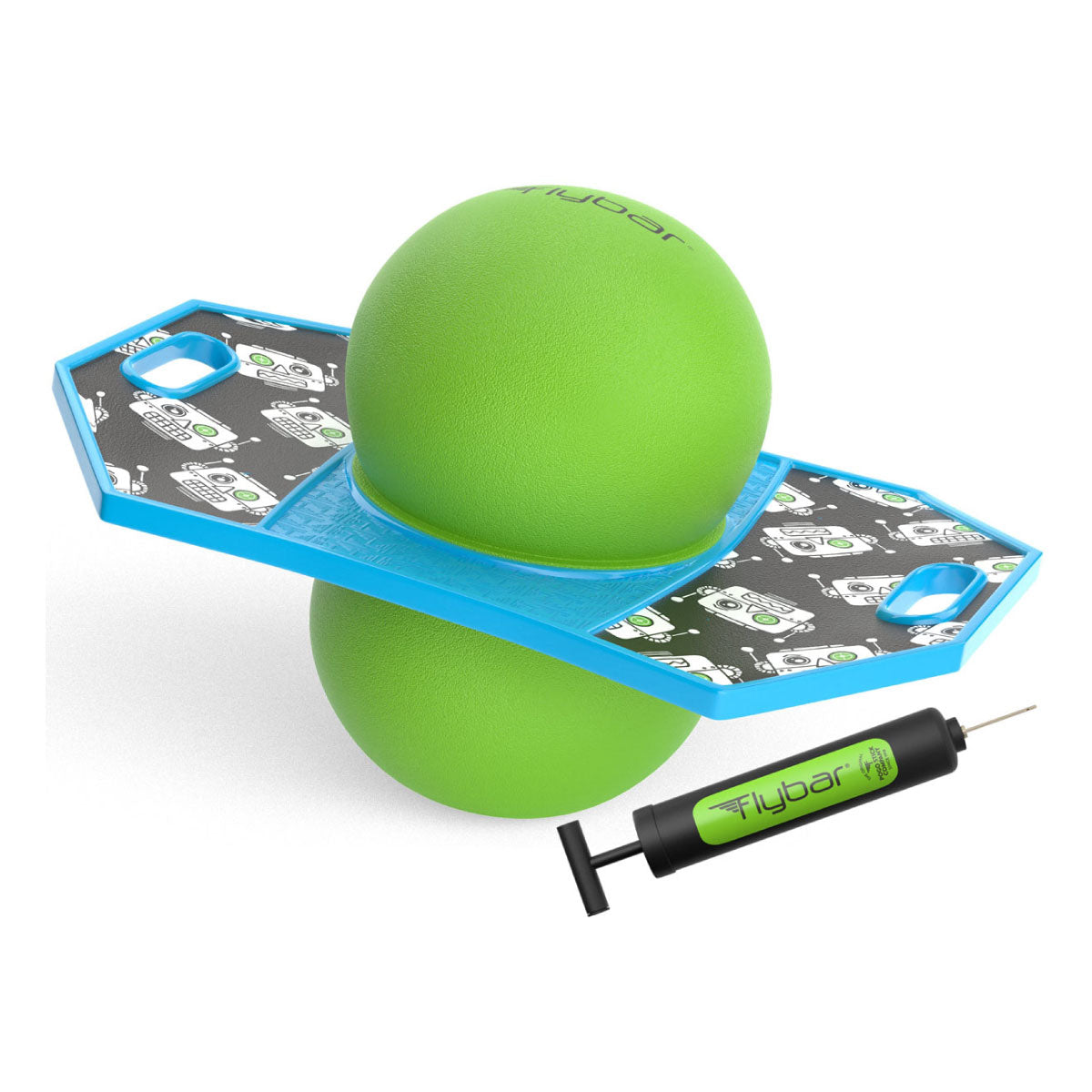 Flybar Pogo Ball Trick Board in Robot (Green/Light Blue)