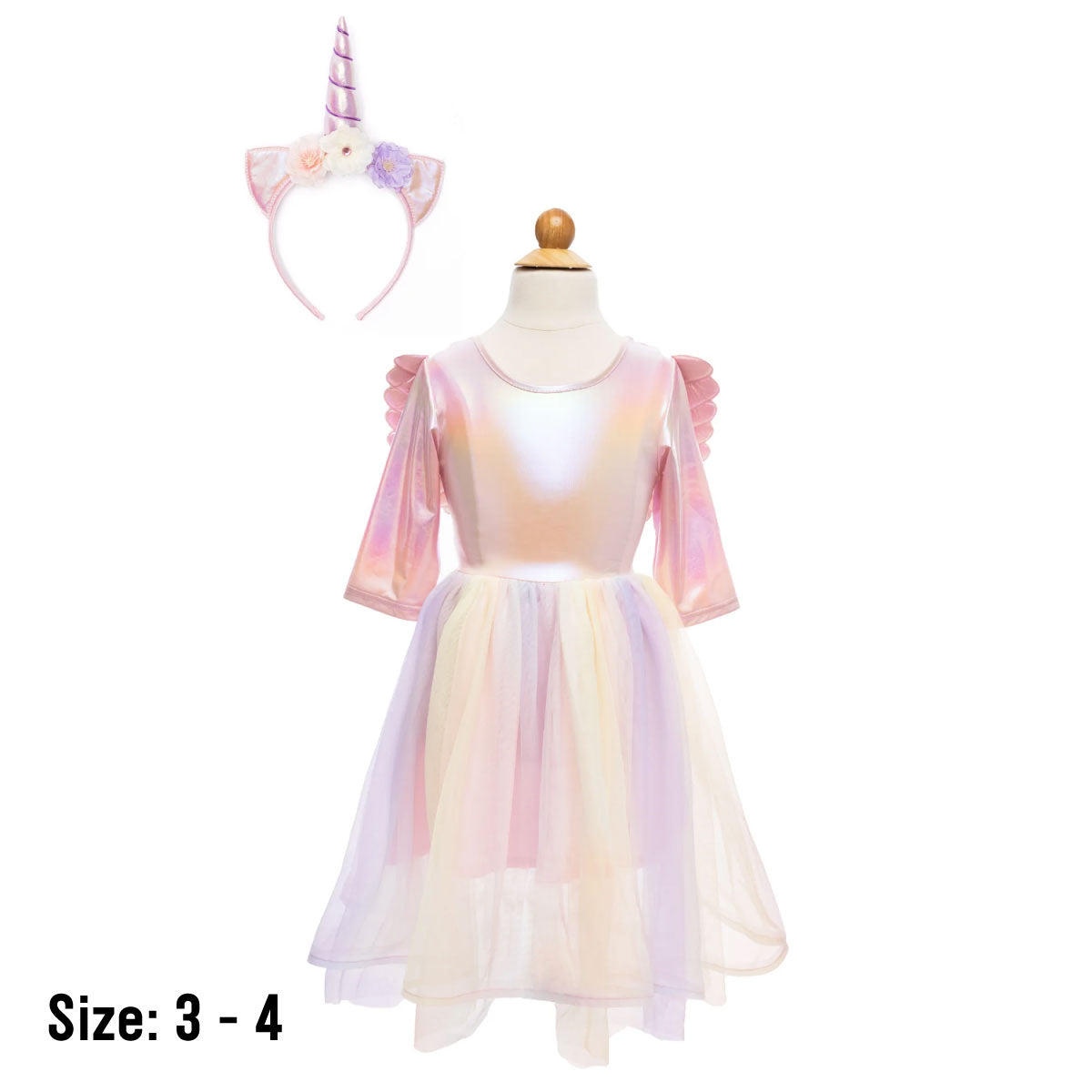 Great Pretenders Alicorn Dress with Wings and Headband Size 3 - 4