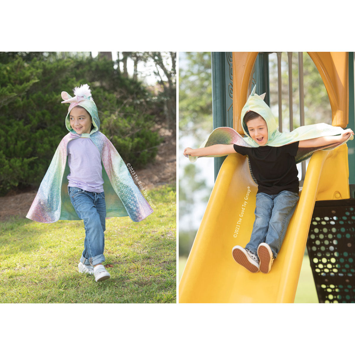 Great Pretenders Reversible Rainbow Unicorn and Dragon Cape